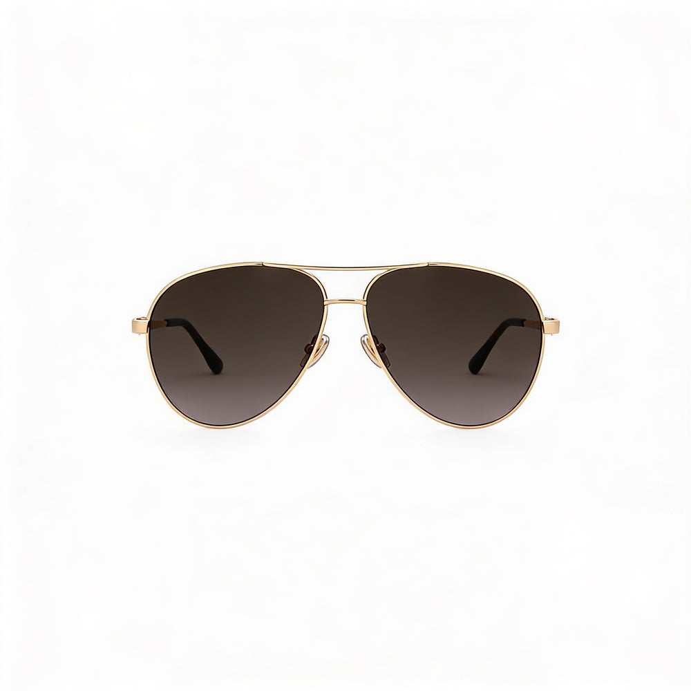 JIMMY CHOO JIMENA/S Gafas de sol de piloto para mujer de acero inoxidable dorado con degradado marrón habano de 60 mm con protección UV