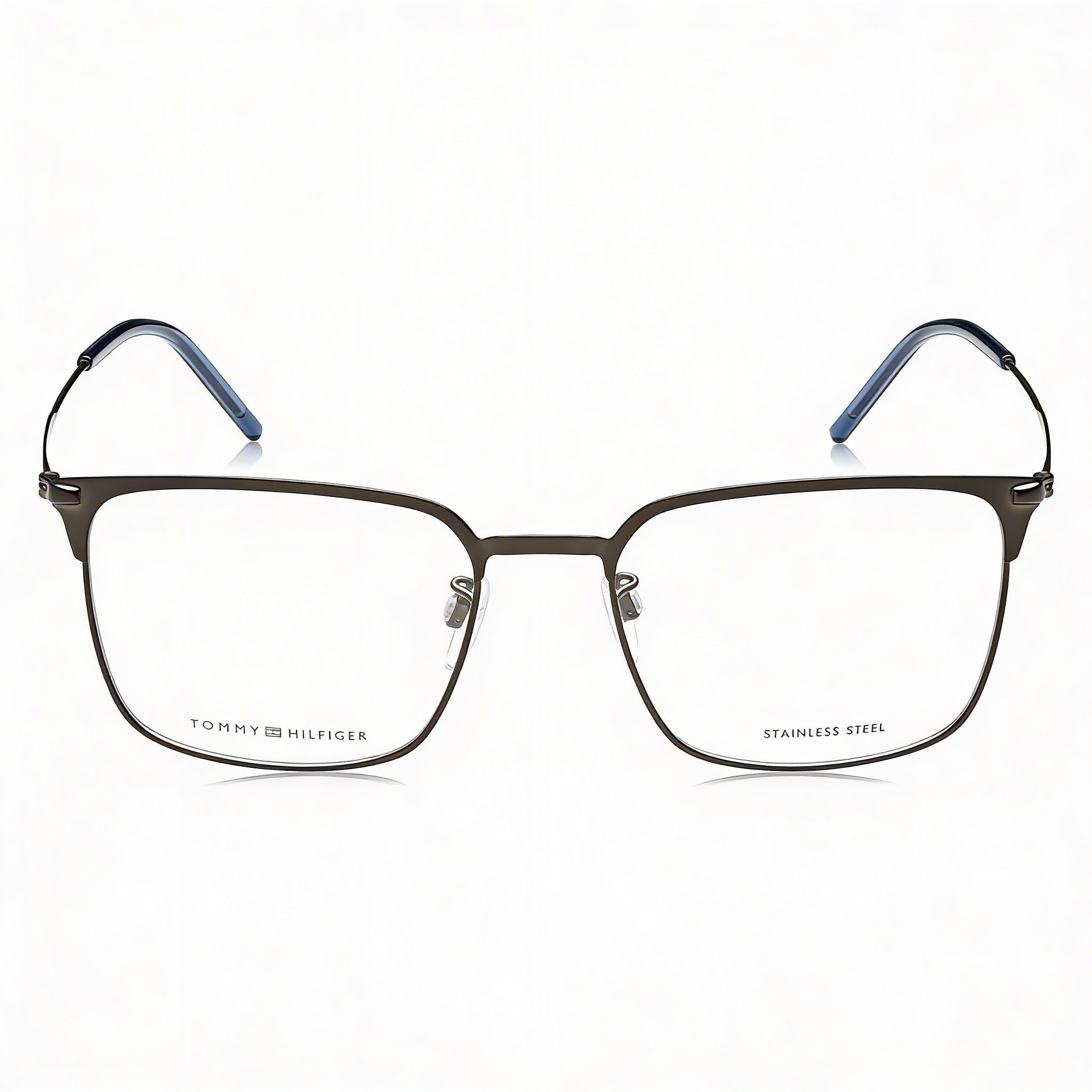 Tommy Hilfiger Modern Unisex - Montura de acero inoxidable negro rutenio mate con lentes de policarbonato de 54 mm, Photo 1