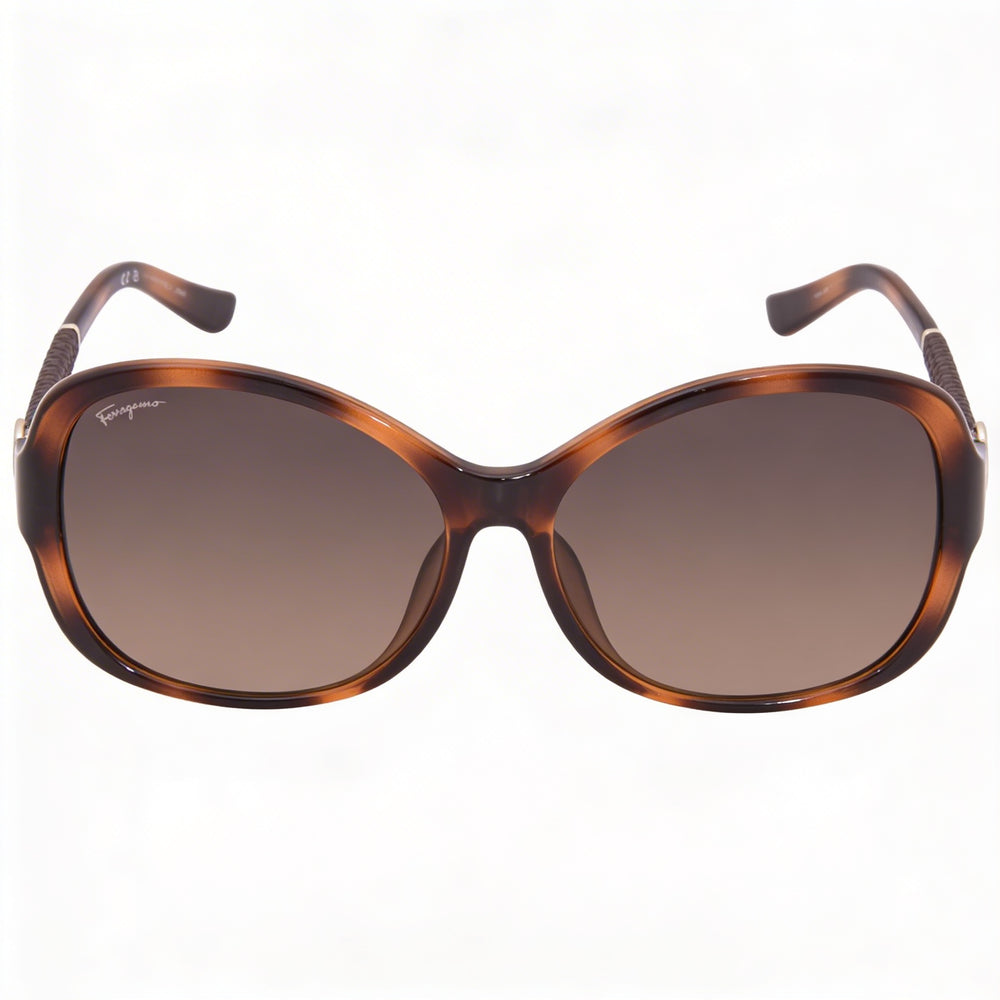 Salvatore Ferragamo Contemporary Women's Tortoise Plastic Oversized Sunglasses Brown Gradient Lenses 59mm UV Protected