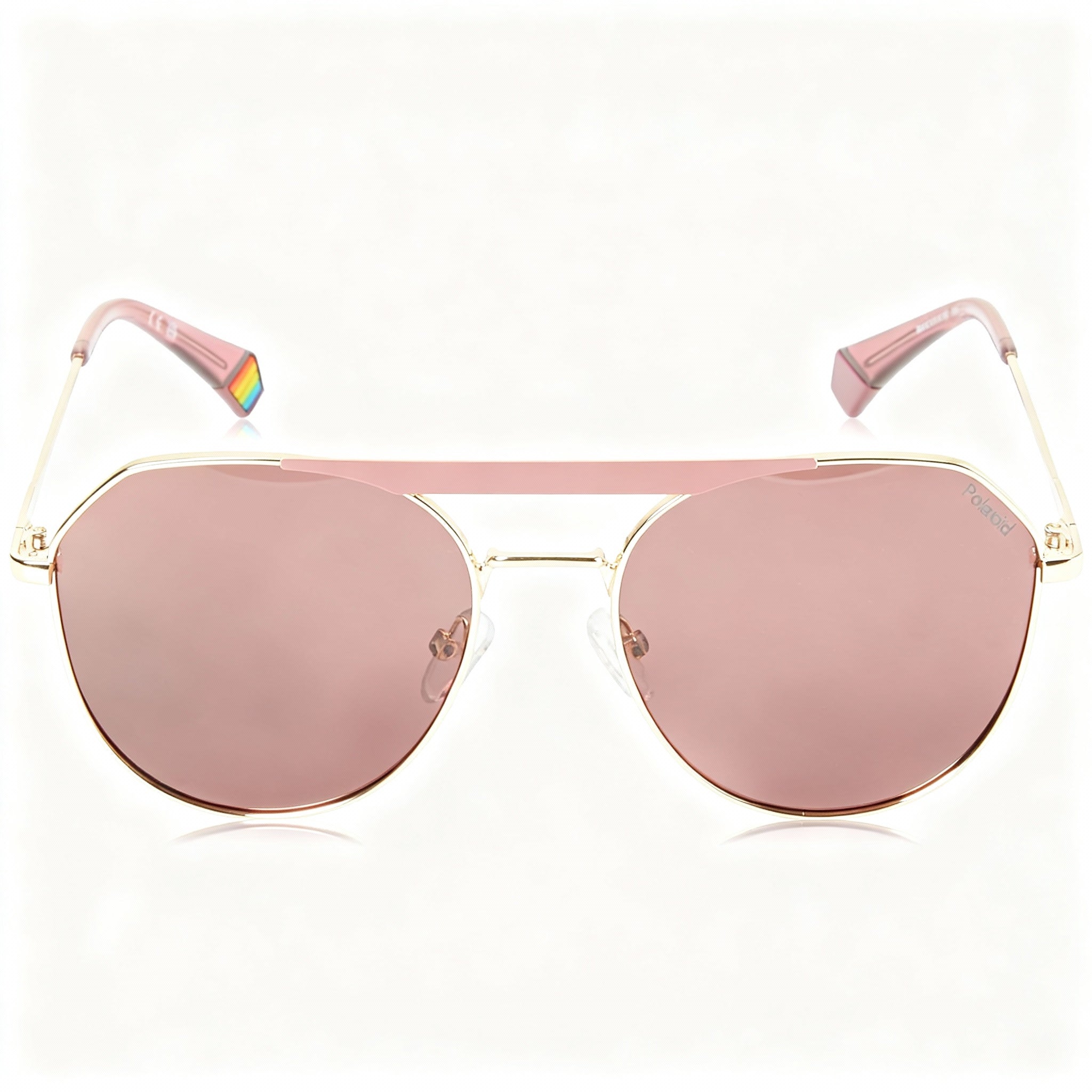 Polaroid Casual Unisex Stainless Steel Gold Black Grey Frame Polarized Gold Black Lens Sunglasses 57-17-145