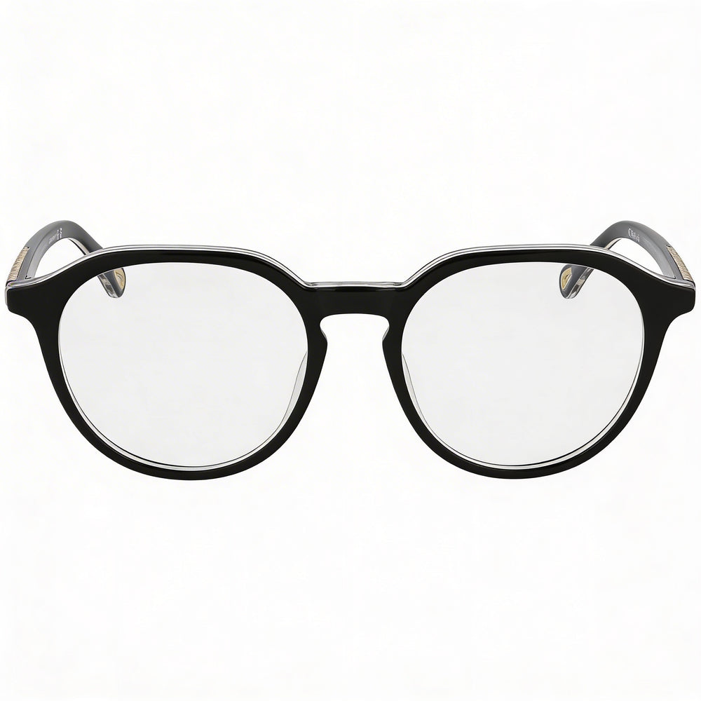 Chloe Ch0012o-007 Women's Black Transparent Bio Acetate Round/Oval Optical Eyeglass Frames 50mm