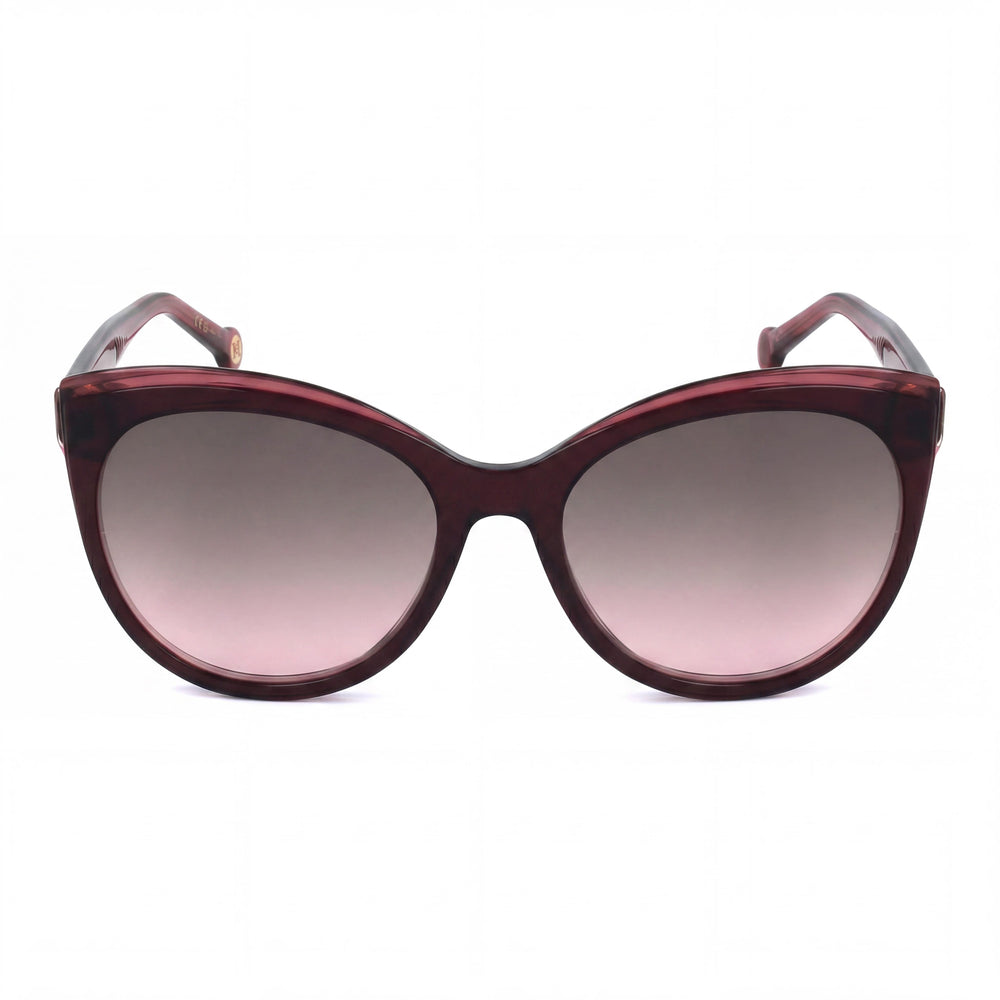 Gafas de sol Carolina Herrera para mujer, esenciales, de acetato color marrón rojizo burdeos, de ojo de gato, con lentes color rojo burdeos de 57 mm