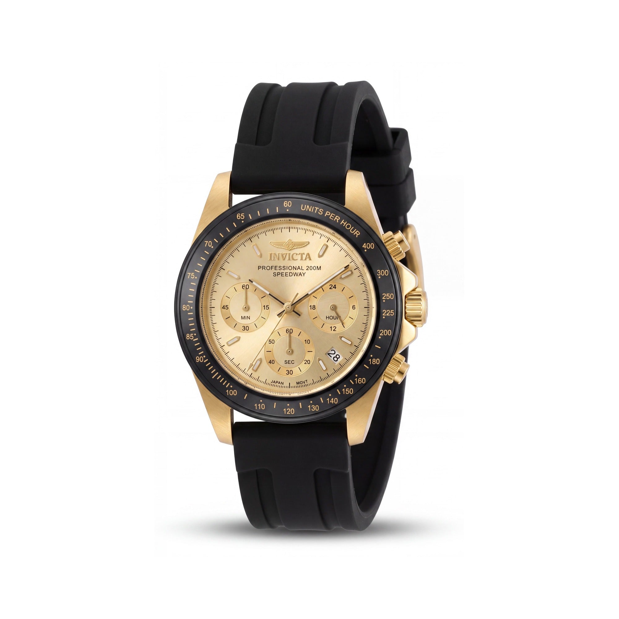Invicta Speedway 50761 Unisex Gold Stainless Steel Quartz 39mm 200M Silicone Watch, Photo 1