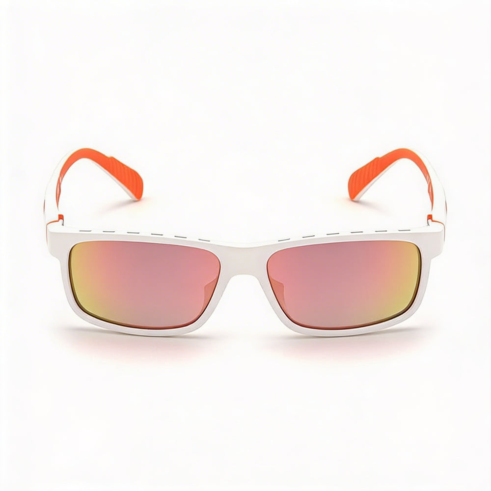 Adidas Contemporary Men's Sporty White Plastic Full Rim Red Mirror UV Protection Sunglasses 58mm