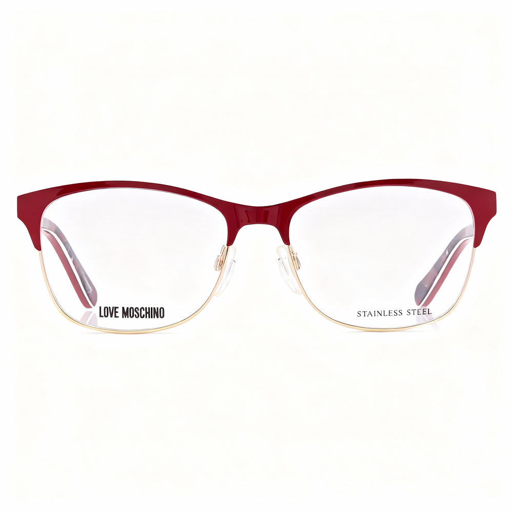 Love Moschino Women's Prescription Eyewear Red Metal Frames with Clear Lenses 53-16-145
