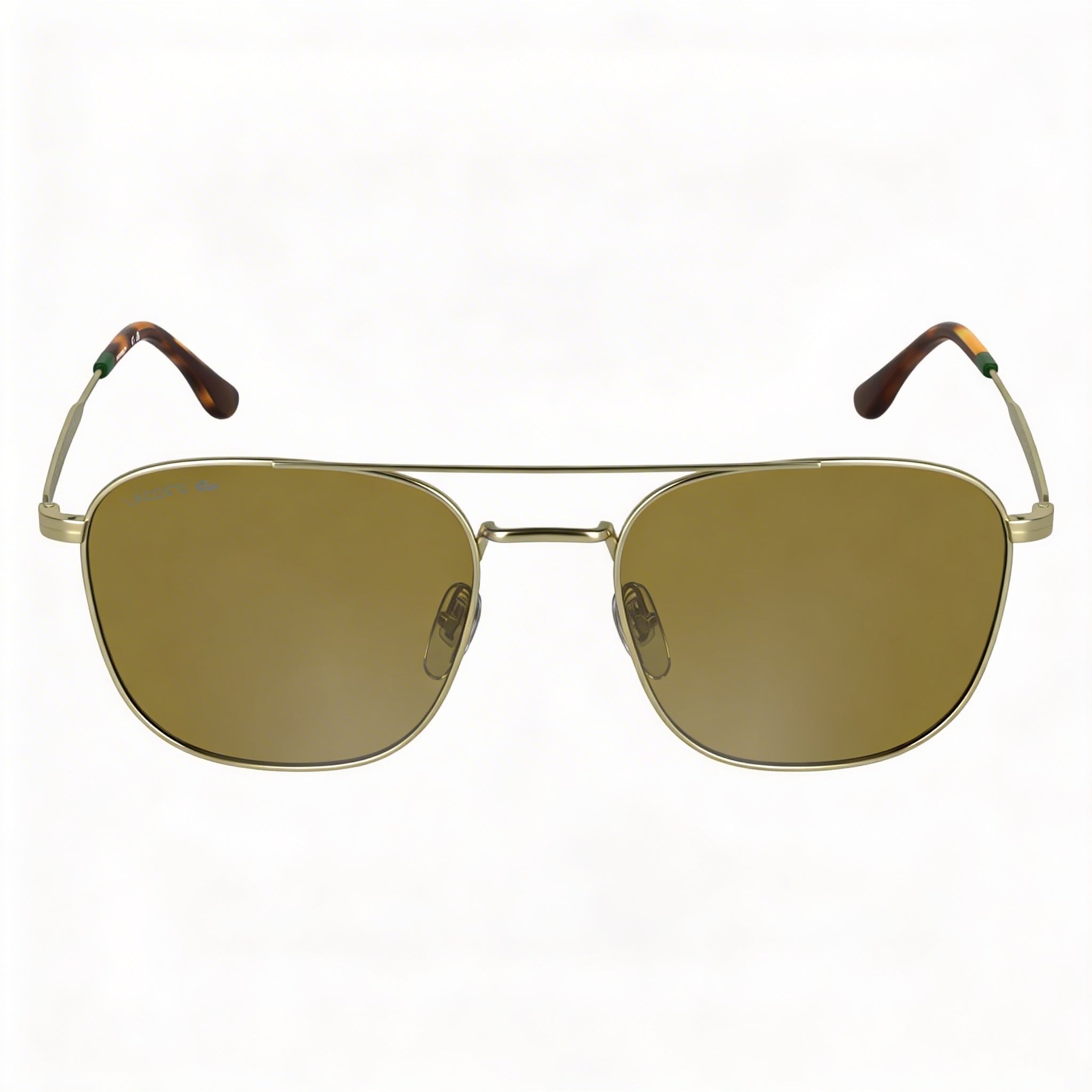 Gafas de sol informales Lacoste de metal dorado para mujer, con montura, color marrón liso, no polarizadas, protección UV, 55 mm, Photo 2