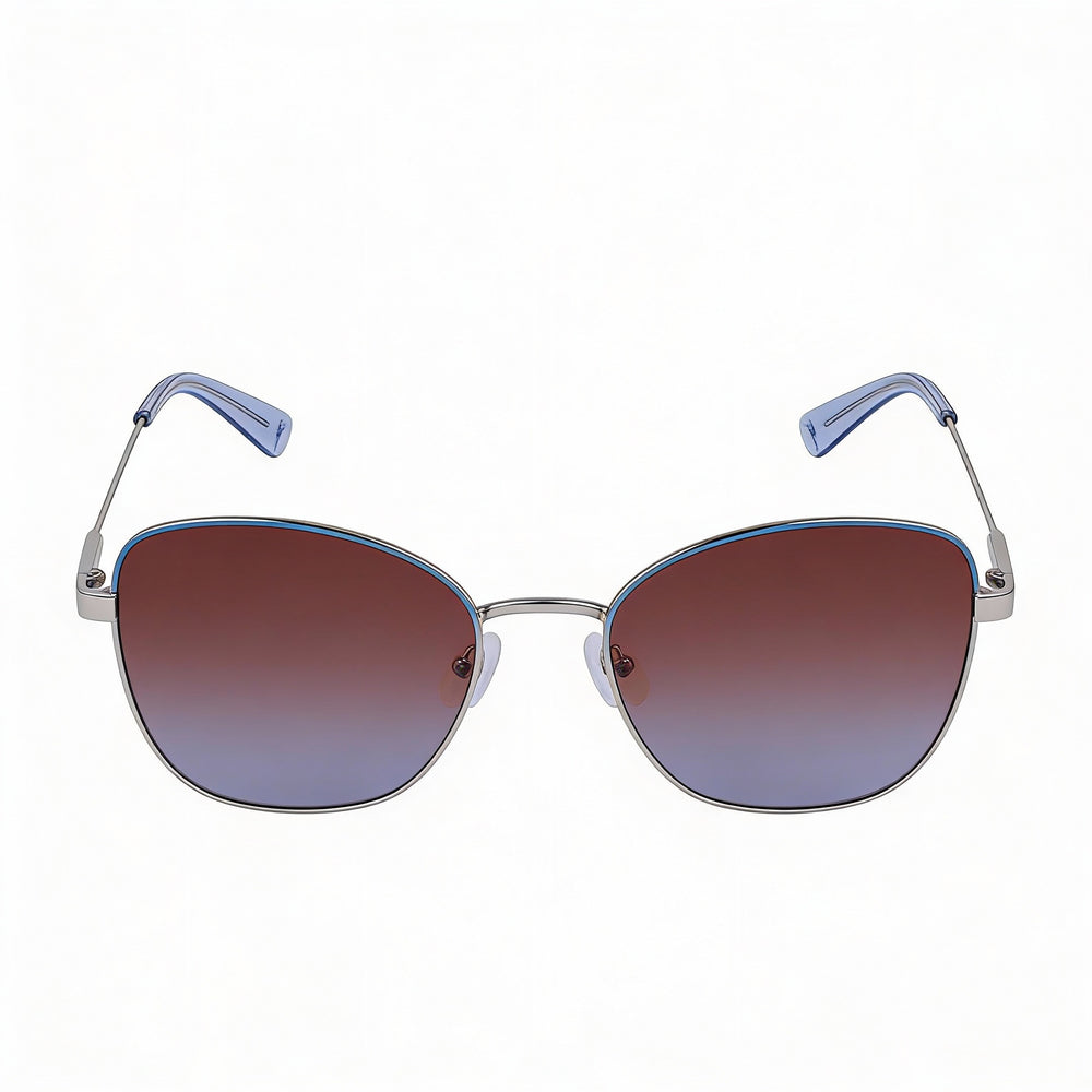 Gafas de sol Longchamp LO164S para mujer, estilo casual, con montura de acero de aleación azul plateado, no polarizadas, 57 mm