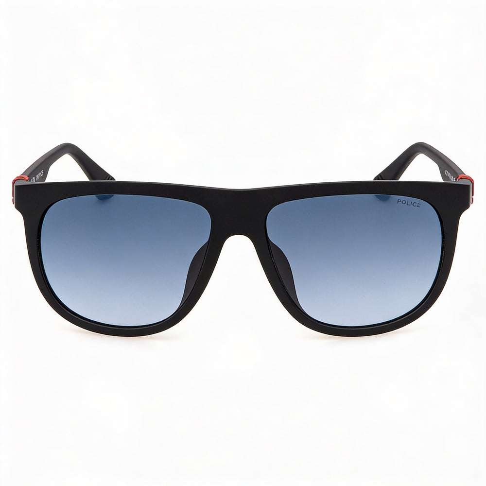 Gafas de sol Police Casual para hombre, inyectadas, sanblasteadas, doradas, azul mate, con lentes no polarizadas con degradado azul