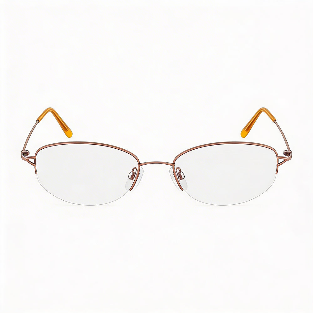 Monturas ópticas unisex de metal Flexon Contemporary, color camello, 51 mm (preparadas para prescripción médica con lentes transparentes de demostración)