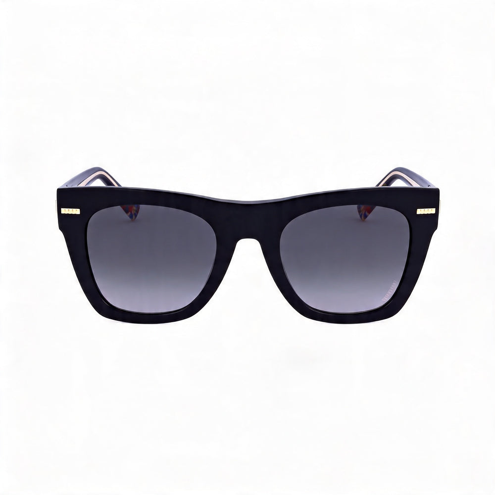 Gafas de sol M Missoni MIS 0069/S para mujer, cuadradas, de acetato negro, con lentes de policarbonato sombreado gris oscuro con protección UV, 51 mm