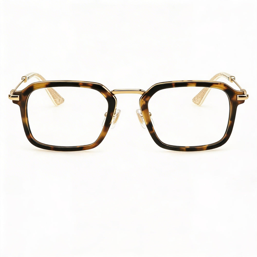 Police Casual Men's Rose Gold Metal Eyeglass Frame with Clear Lenses, 50mm Lens Width, 21mm Bridge, 145mm Temple