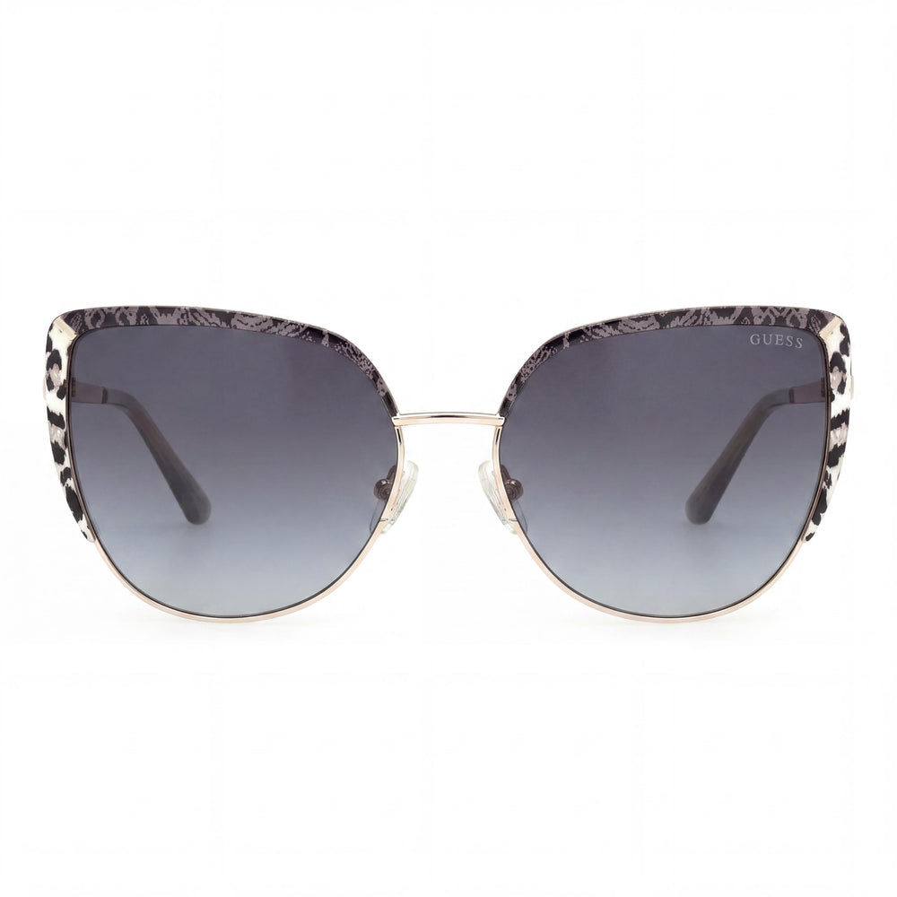 GUESS GU00217 Gafas de sol de metal casuales para mujer con protección UV 400 no polarizadas, montura oro pálido, lentes ahumadas degradadas 59mm
