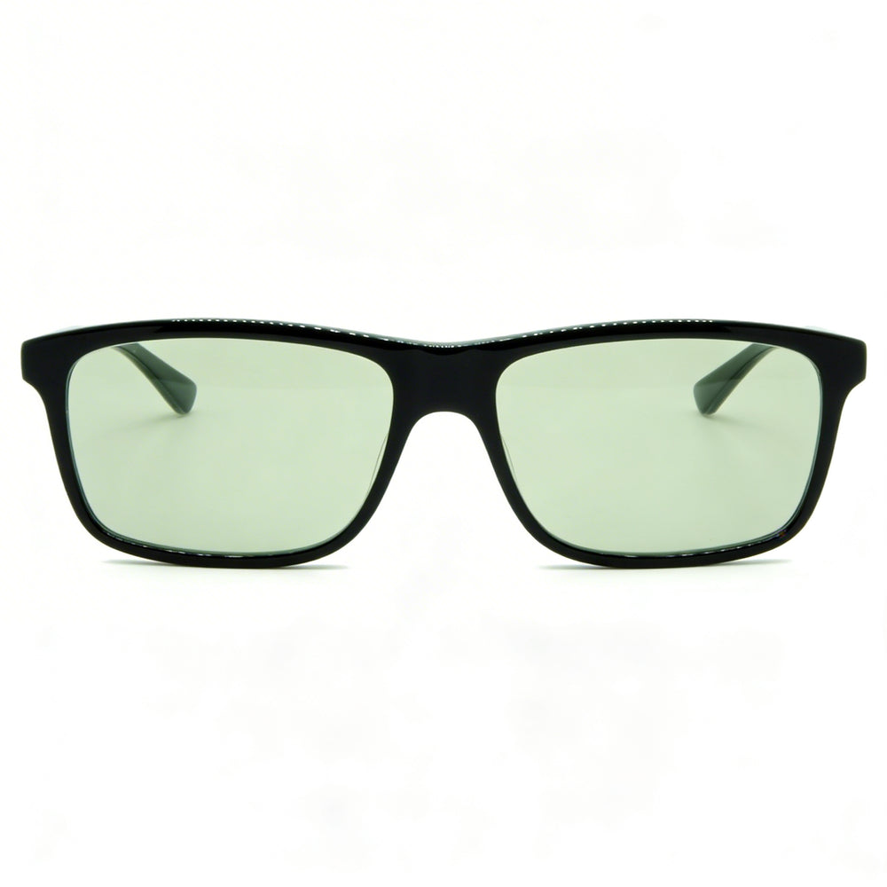 Gucci Casual Unisex Sunglasses featuring a Black Plastic Frame and Non-Polarized Moss Green Lenses