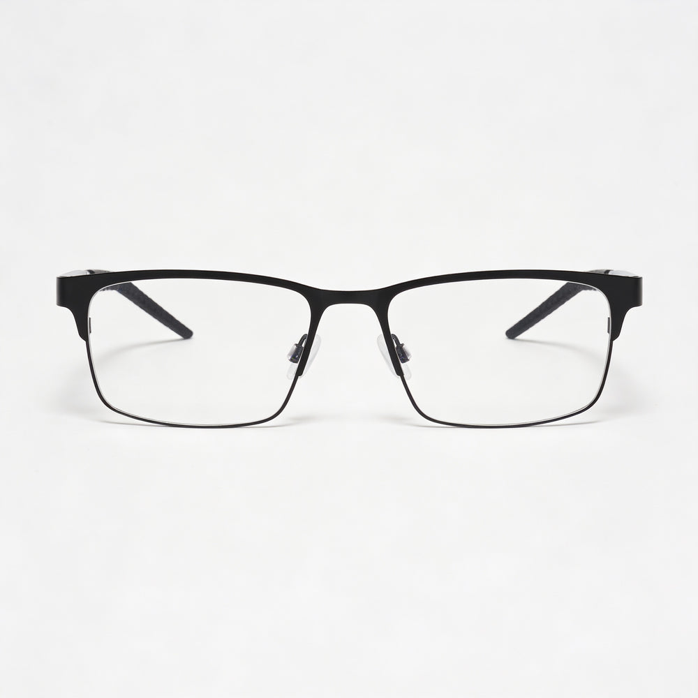 Nike 8154 Women's Full Rim Rectangle Optical Eyeglasses with Metal Frame, Satin Black, 53mm