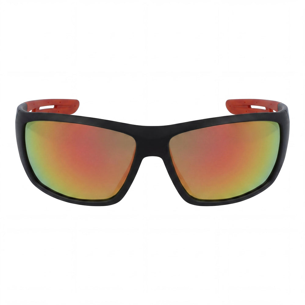 Columbia Utilizer Gafas de Sol Envolventes Polarizadas con Protección UV para Hombre, Negro Mate Naranja 62mm