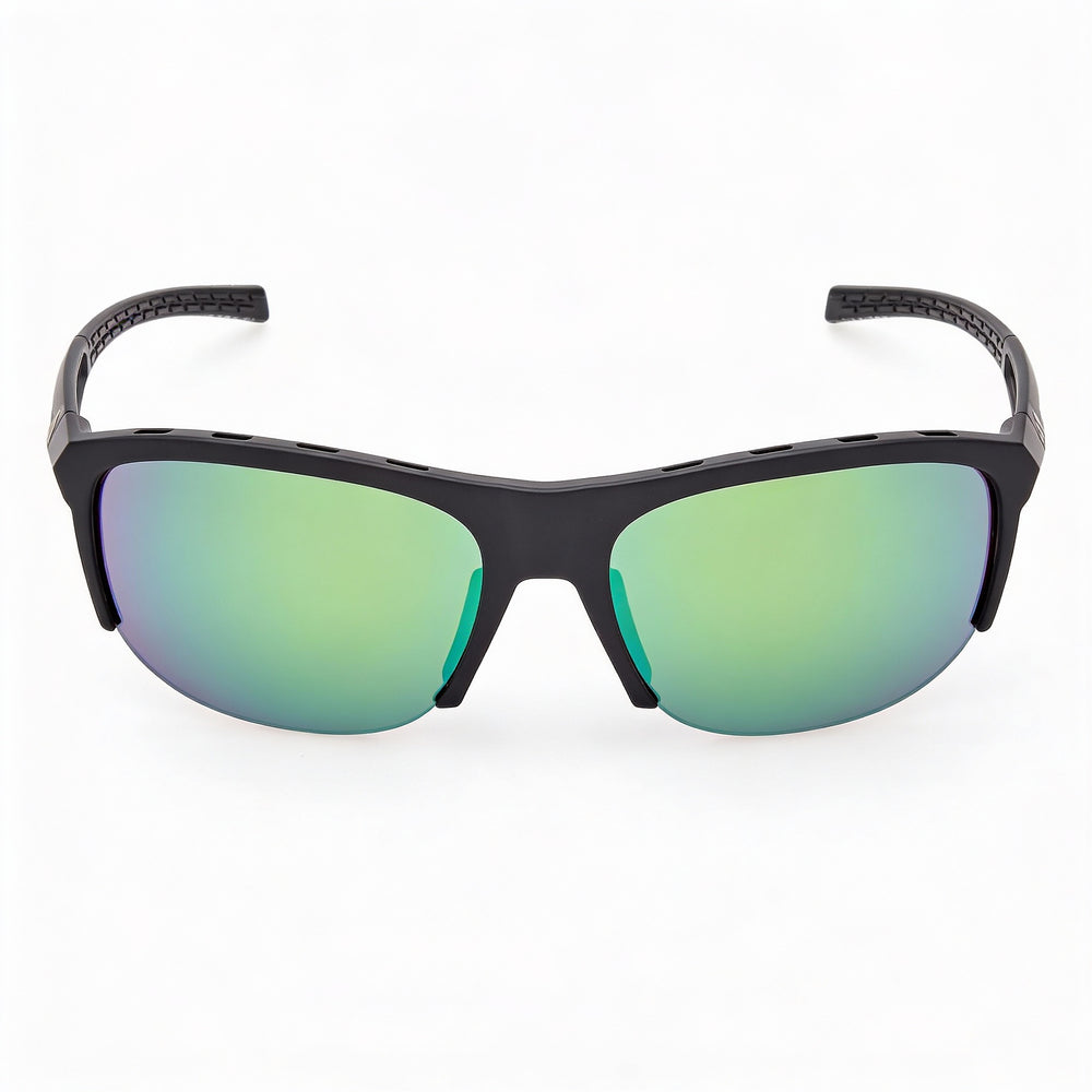 adidas Comtemporary Men's Matte Black Plastic Frame Green Mirror Lenses UV Protection Sunglasses 66mm