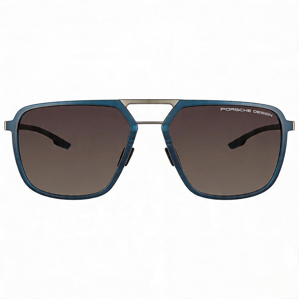 Gafas de sol Porsche Design P8934 modernas para hombre, montura de acetato azul gris, lentes azules sin polarizar con protección UV, 59 mm