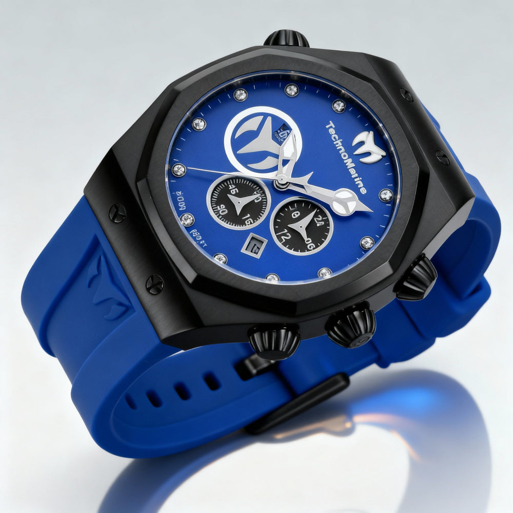 Technomarine Reef TM-523001 - Reloj unisex de cuarzo con cronómetro, caja de acero inoxidable y correa de silicona de 45 mm.