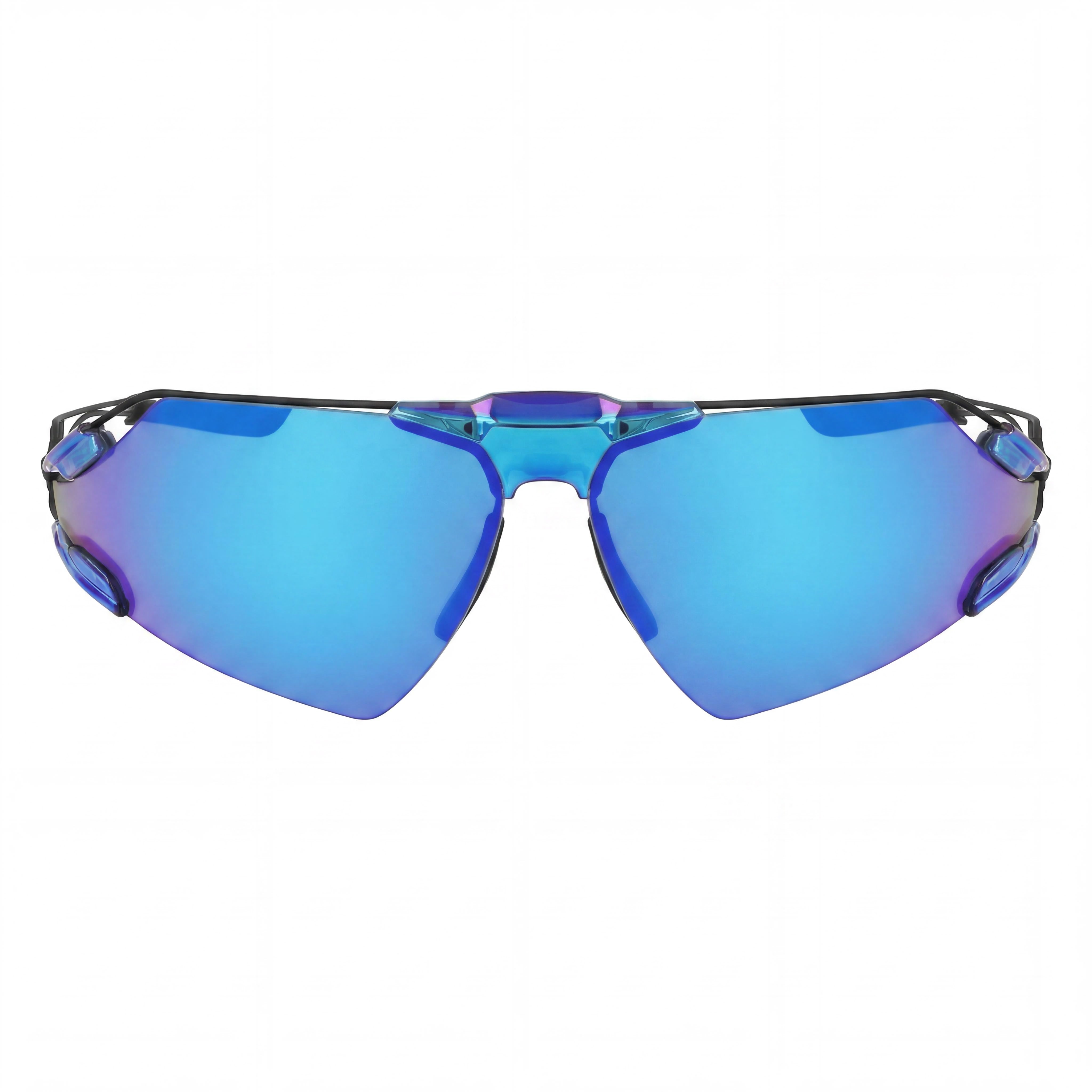 Nike Sporty Men's Titanium Sunglasses Blue / Blue Mirror Frame Grey UV400 Lenses Size 76-05-125, Photo 2