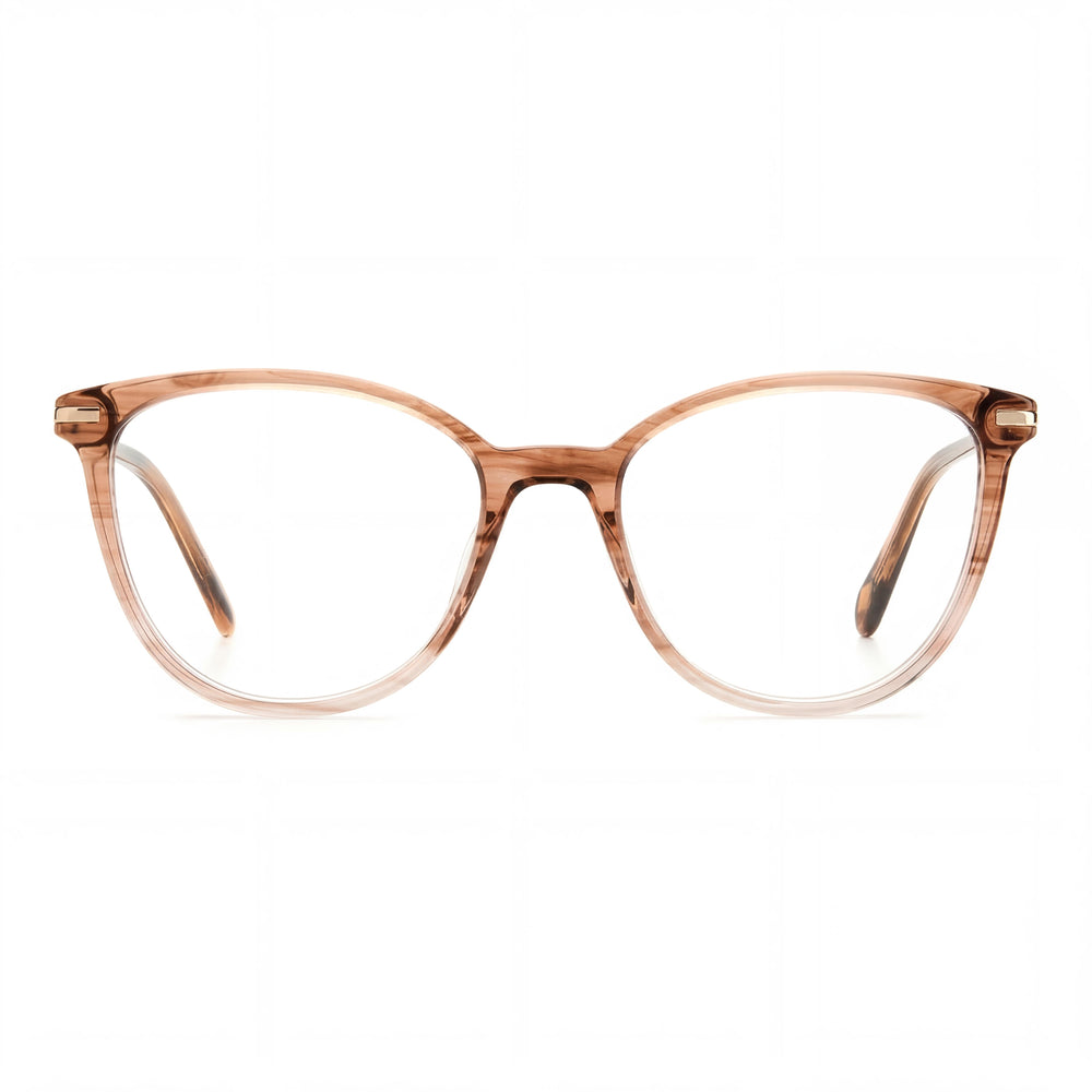 Fossil Modern Women's Eyeglasses featuring Full Rim Acetate Frame in Horn Beige, Size 51-17-140