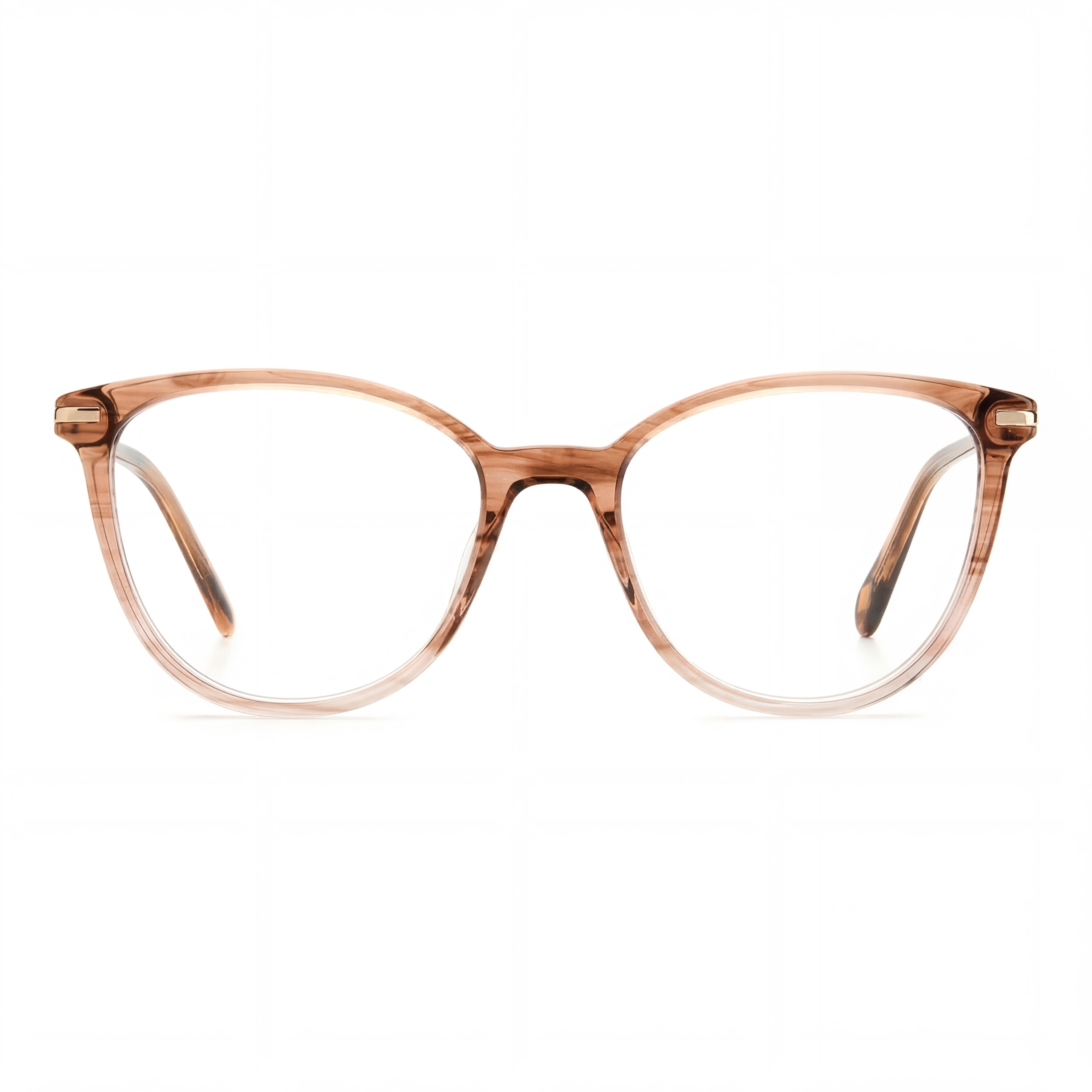 Fossil Modern Women's Eyeglasses featuring Full Rim Acetate Frame in Horn Beige, Size 51-17-140, Photo 2