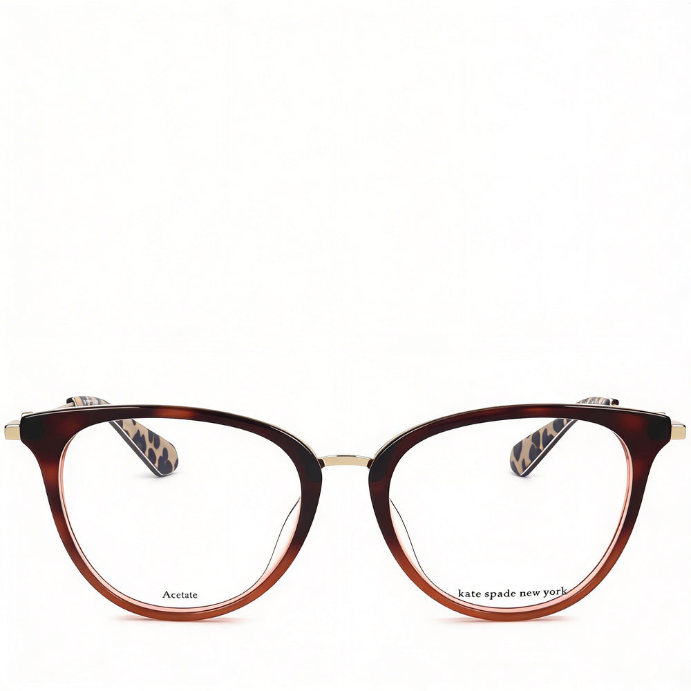 Gafas Kate Spade New York Modern unisex de acetato con montura completa Havana, logotipo dorado, ancho de lente 52mm, puente 18mm, patilla 140mm