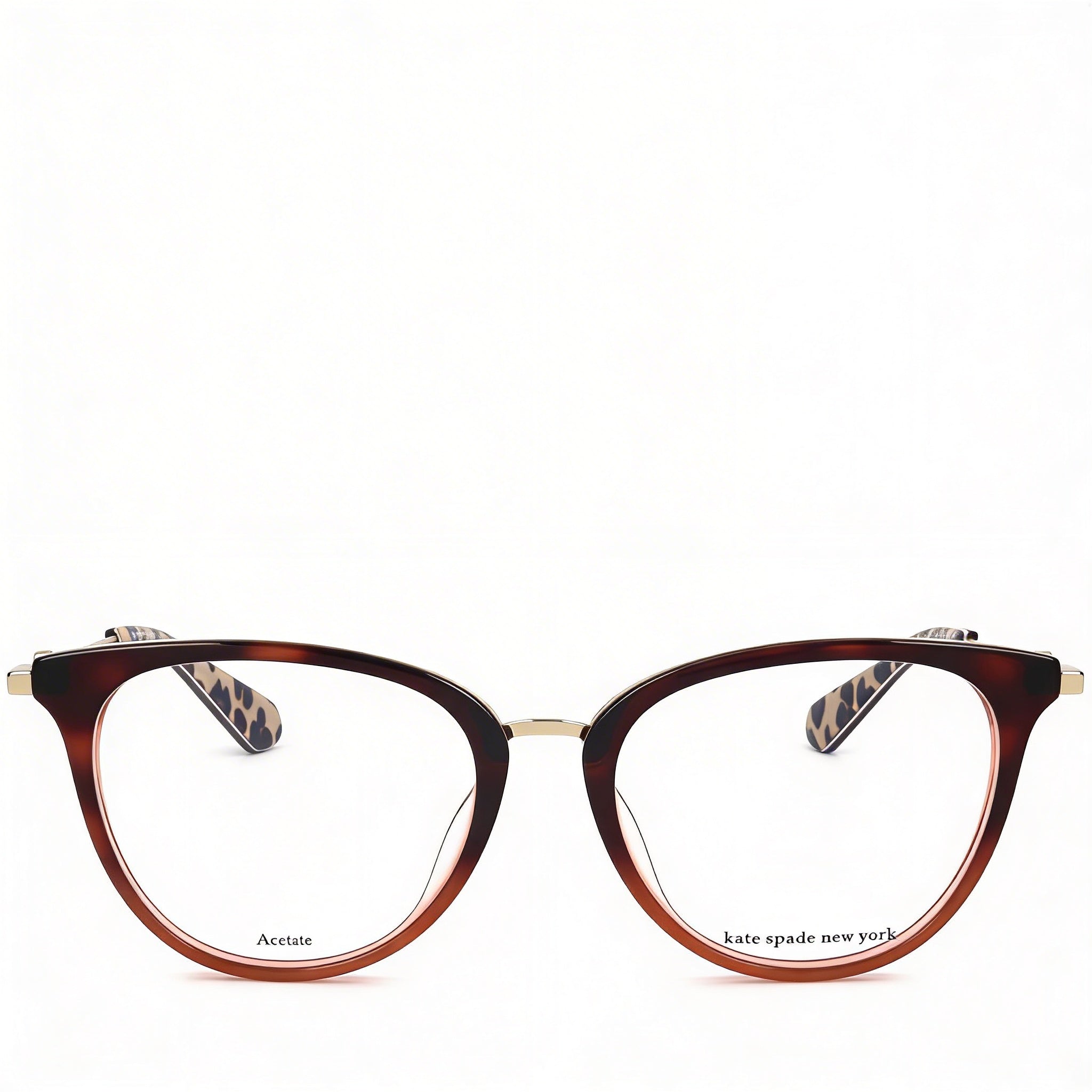 Gafas Kate Spade New York Modern unisex de acetato con montura completa Havana, logotipo dorado, ancho de lente 52mm, puente 18mm, patilla 140mm, Photo 2