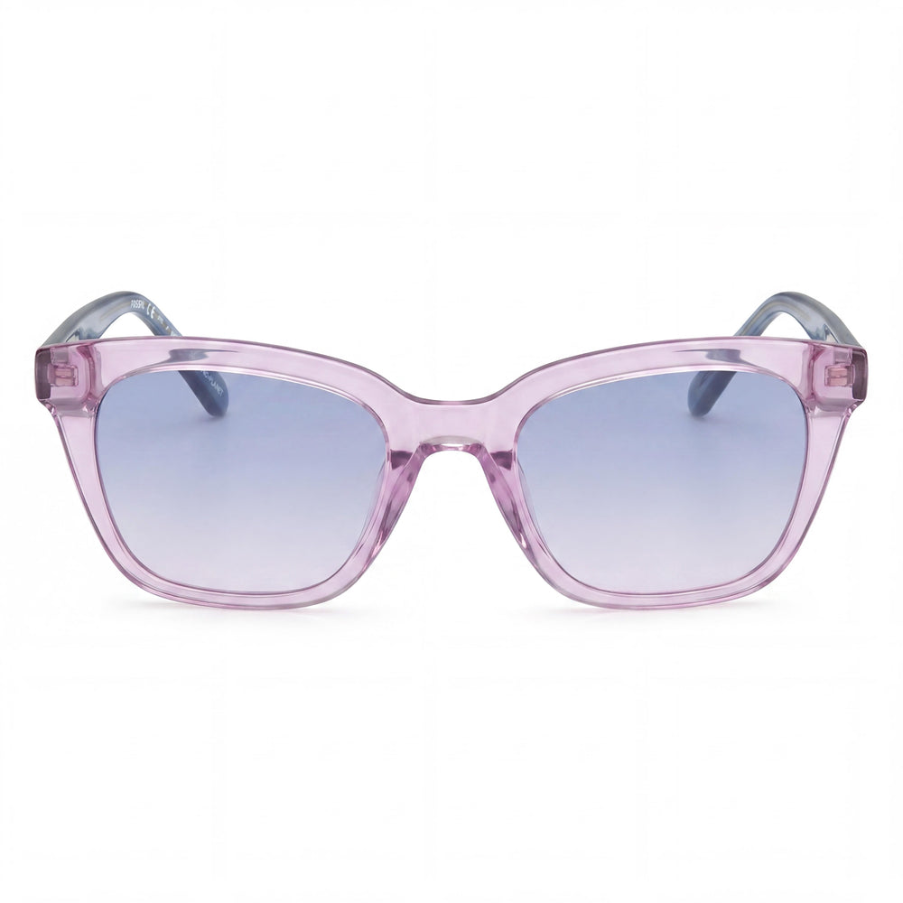Gafas de sol Fossil casuales para mujer, de poliamida ecológica color lila con protección UV y lentes dobles degradadas en azul y melocotón de 51 mm
