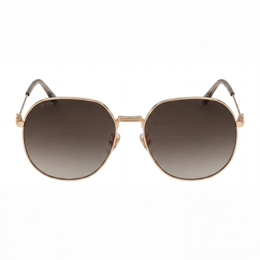 Gafas de sol Etro minimalistas para mujer con montura metálica Oro Cobre Lente burdeos naranja Ancho 60 mm