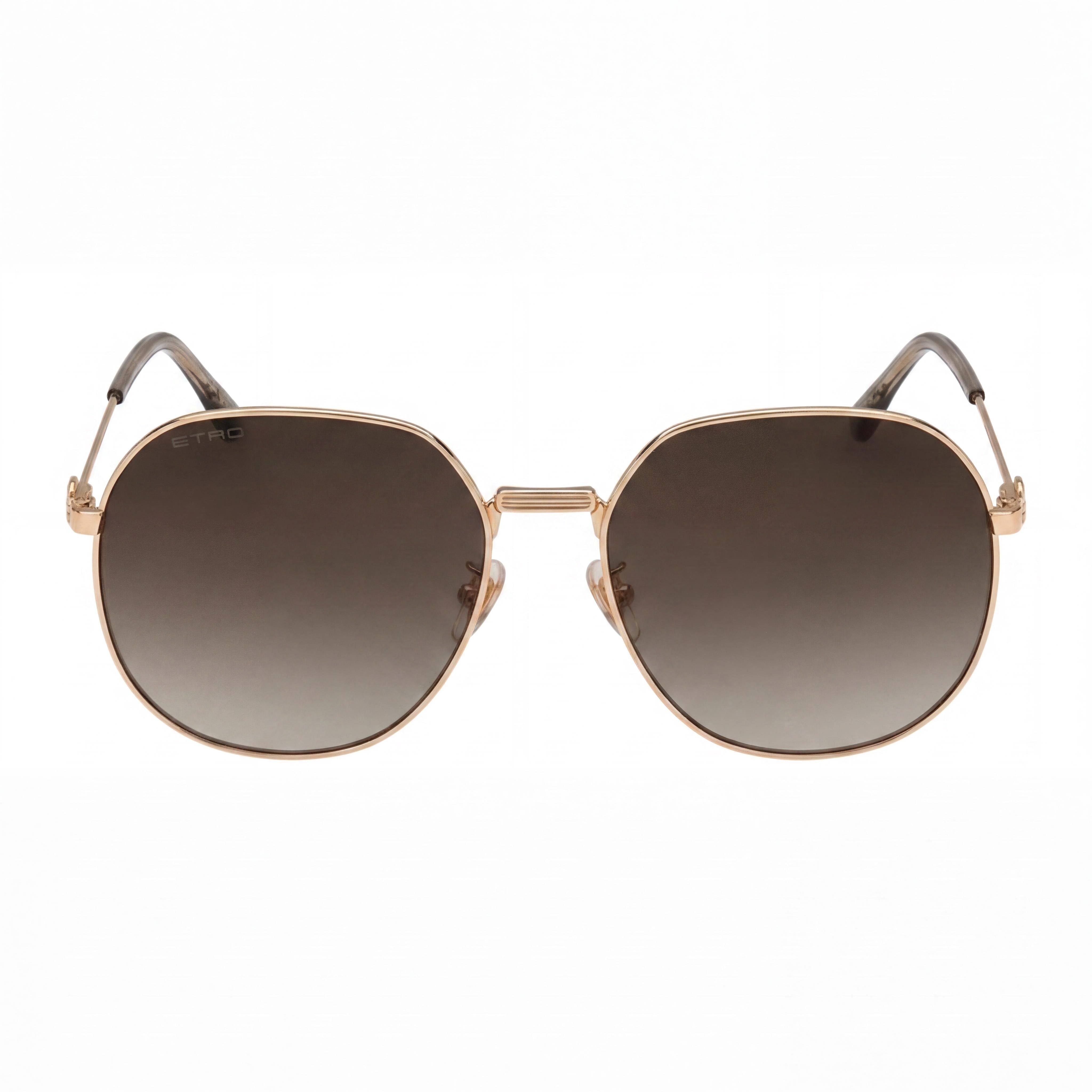 Gafas de sol Etro minimalistas para mujer con montura metálica Oro Cobre Lente burdeos naranja Ancho 60 mm, Photo 2