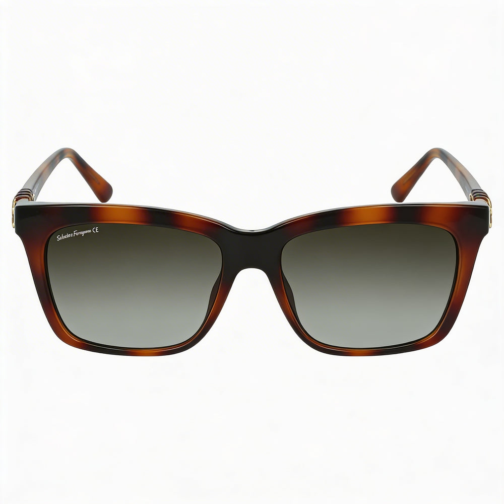 Ferragamo Sf1027s Unisex Plastic Tortoise Frame Grey Gradient Lenses 100% UV Protection Sunglasses 55mm