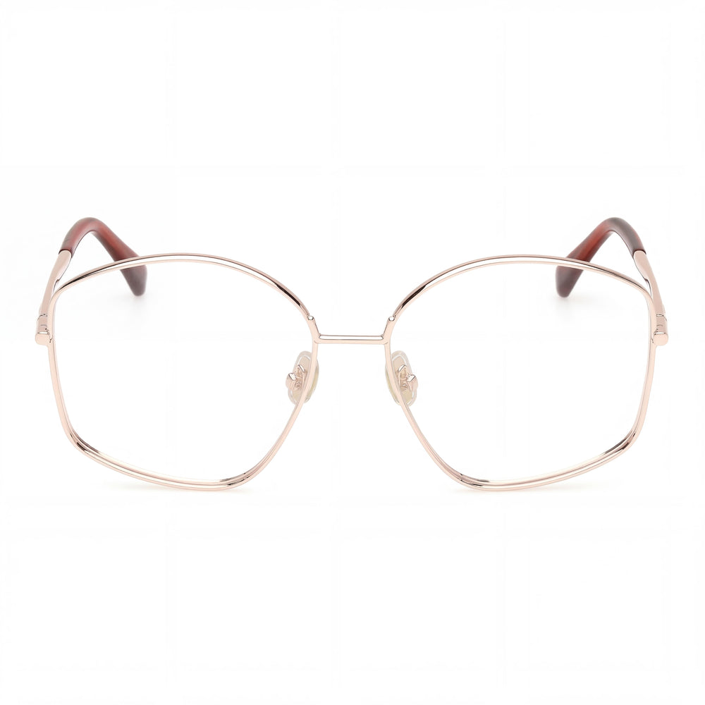 MaxMara Women's Mm5146 Metal Frame Eyewear, Rose Gold with Clear Lenses, 56mm