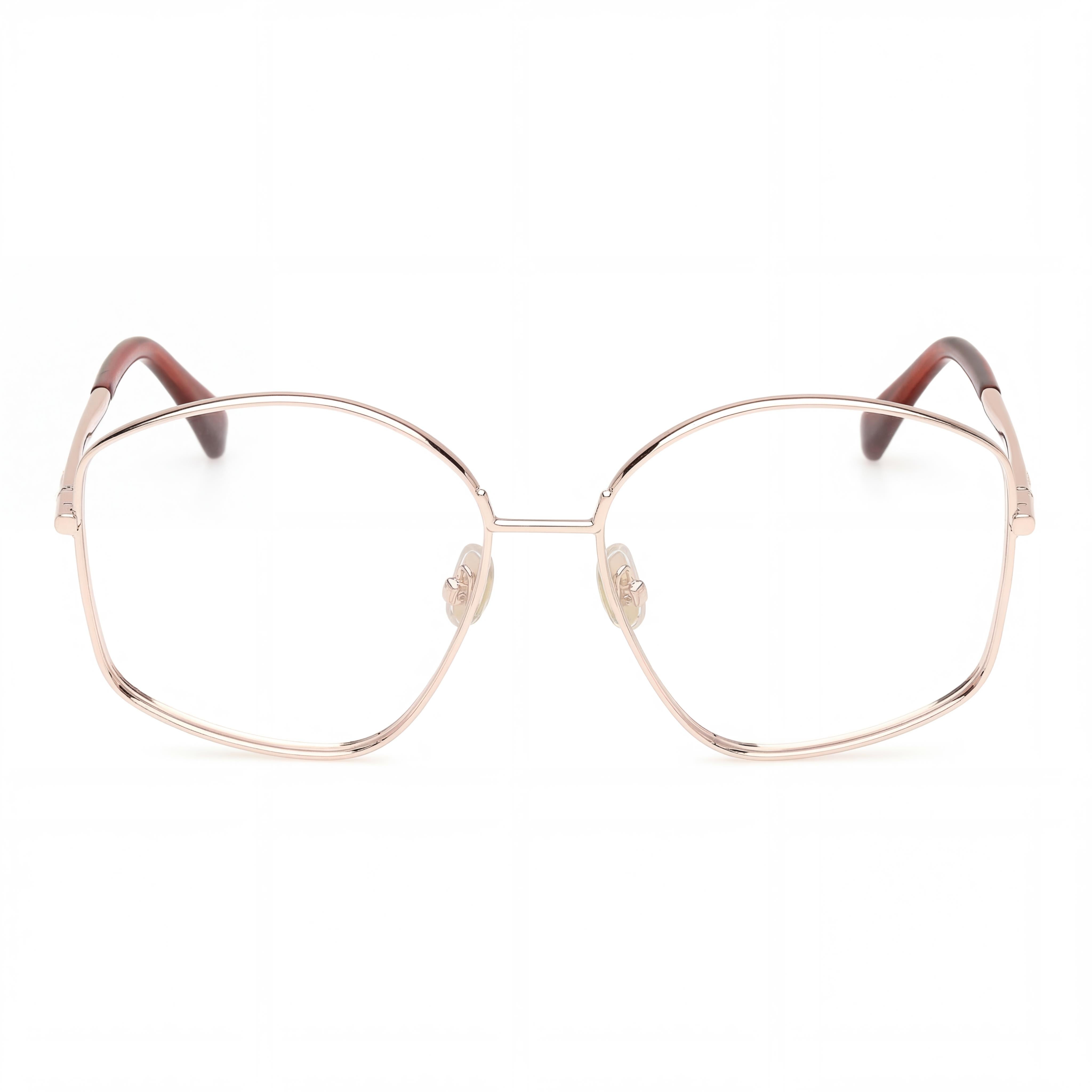 MaxMara Women's Mm5146 Metal Frame Eyewear, Rose Gold with Clear Lenses, 56mm, Photo 2
