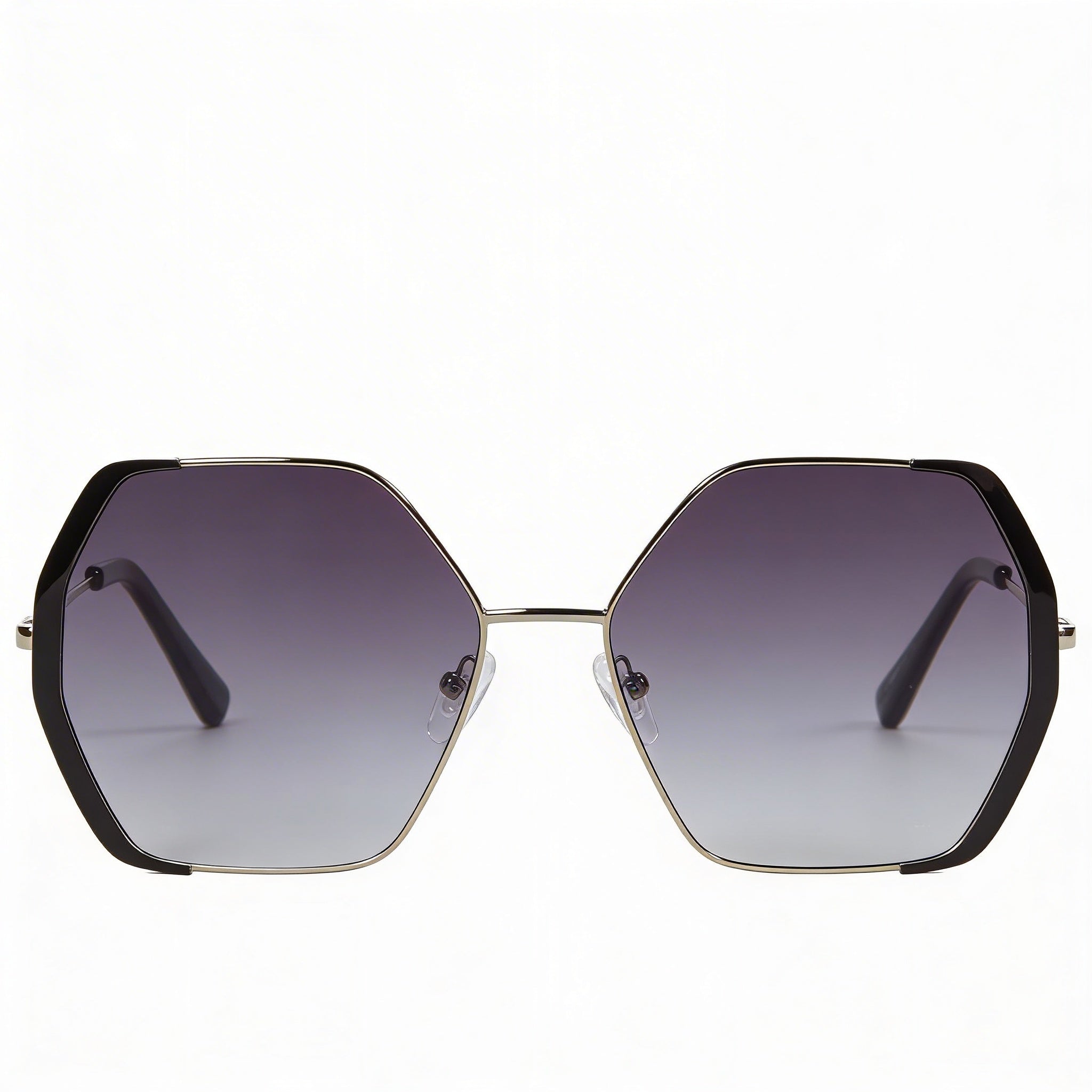 GUESS GF0387 Women's Clear Shiny Light Nickeltin Plastic Frame Gradient Smoke Lens UV Protection Sunglasses 57mm, Photo 1