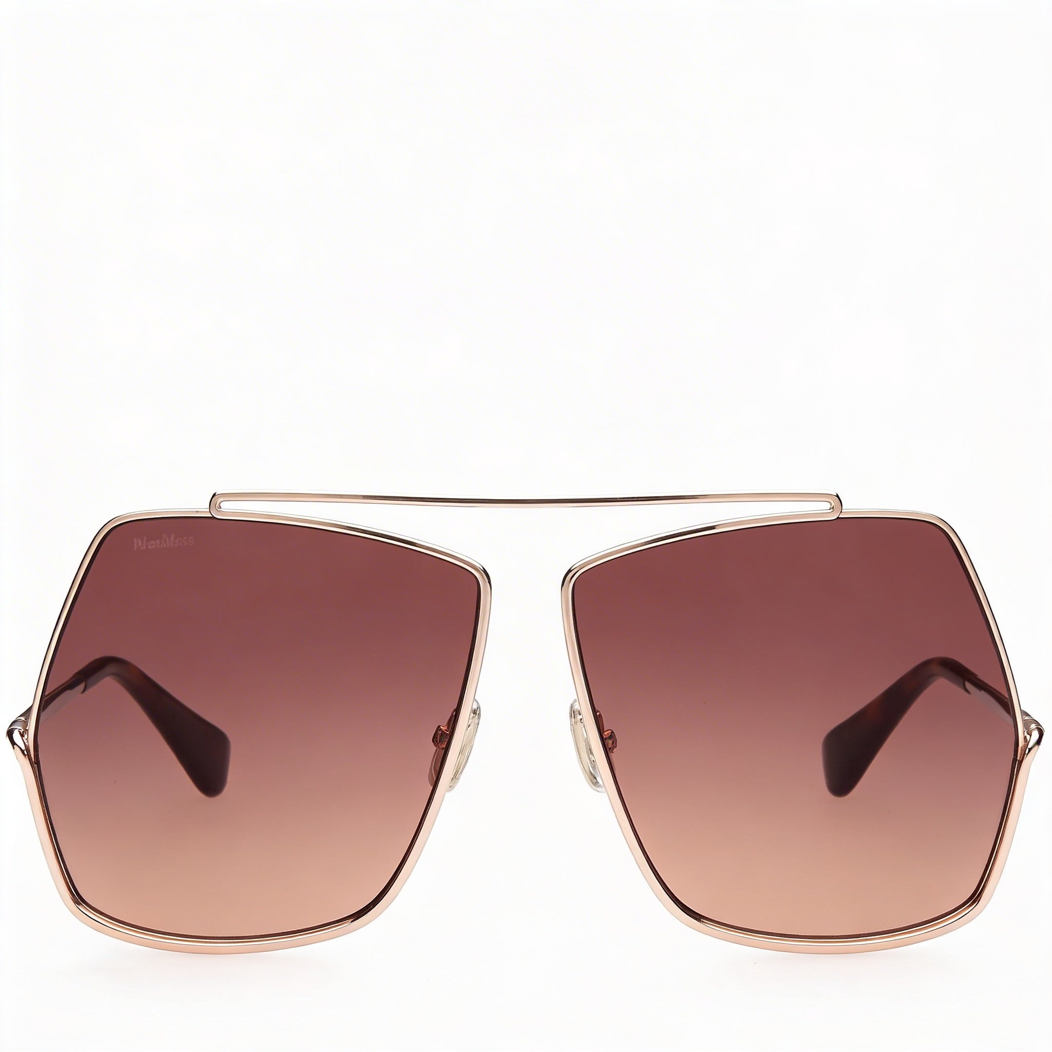 MaxMara Classic Women's Shiny Rose Gold Metal Frame Non-Polarized Gradient Brown Sunglasses 64mm, Photo 2