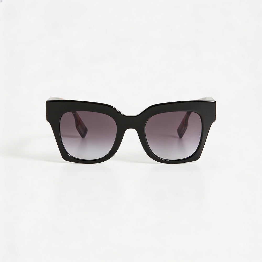 Burberry Be4364 Kitty Women's Black Acetate Cat-Eye Gradient UV Sunglasses 49mm