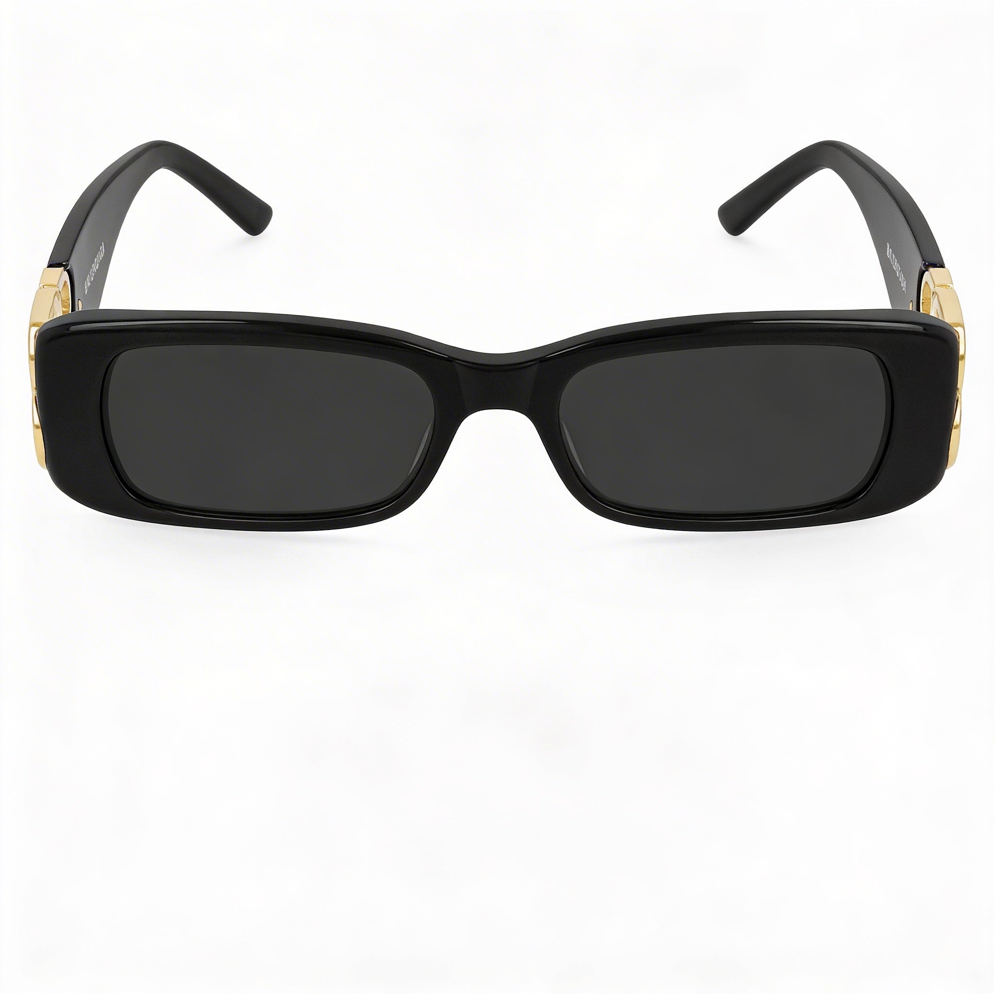 Balenciaga Bb0096s-001 - Montura de plástico para mujer, color dorado, negro, gris y dorado, lentes grises no polarizadas, 51 mm, Photo 2