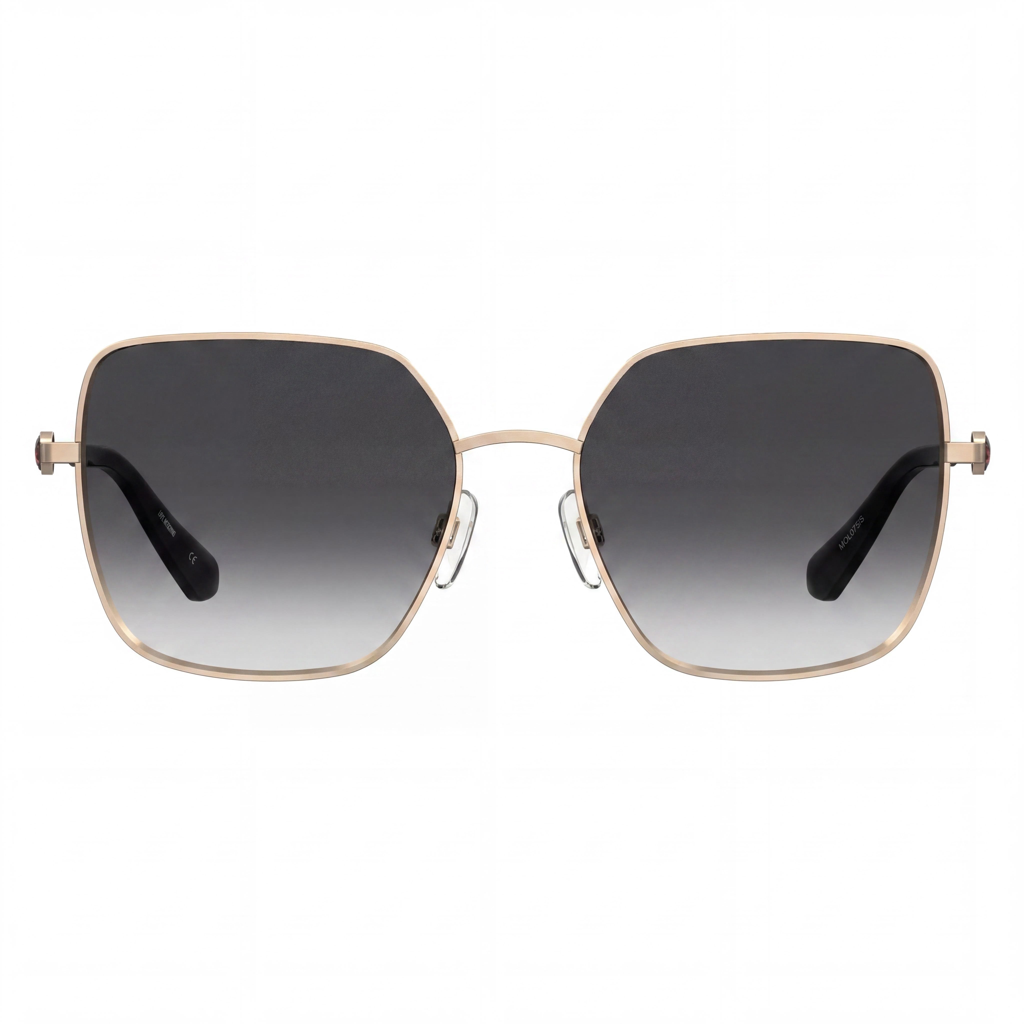 Gafas de sol unisex casuales Love Moschino de metal oro rosa con lentes gris oscuro degradado protección UV 56mm, Photo 2