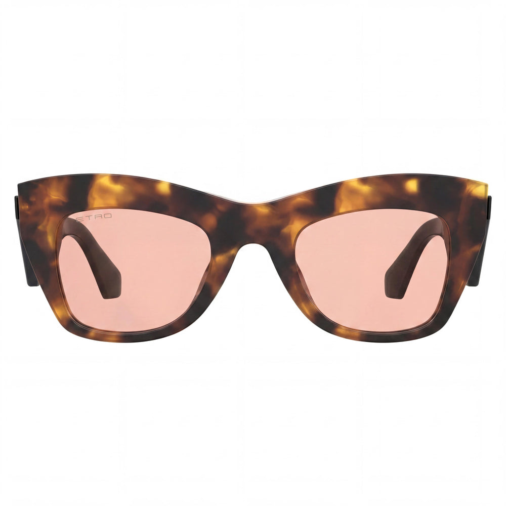 Etro Casual Women's Acetate Sunglasses, Havana Honey Frame, Pink Non-Polarized Lenses 51mm