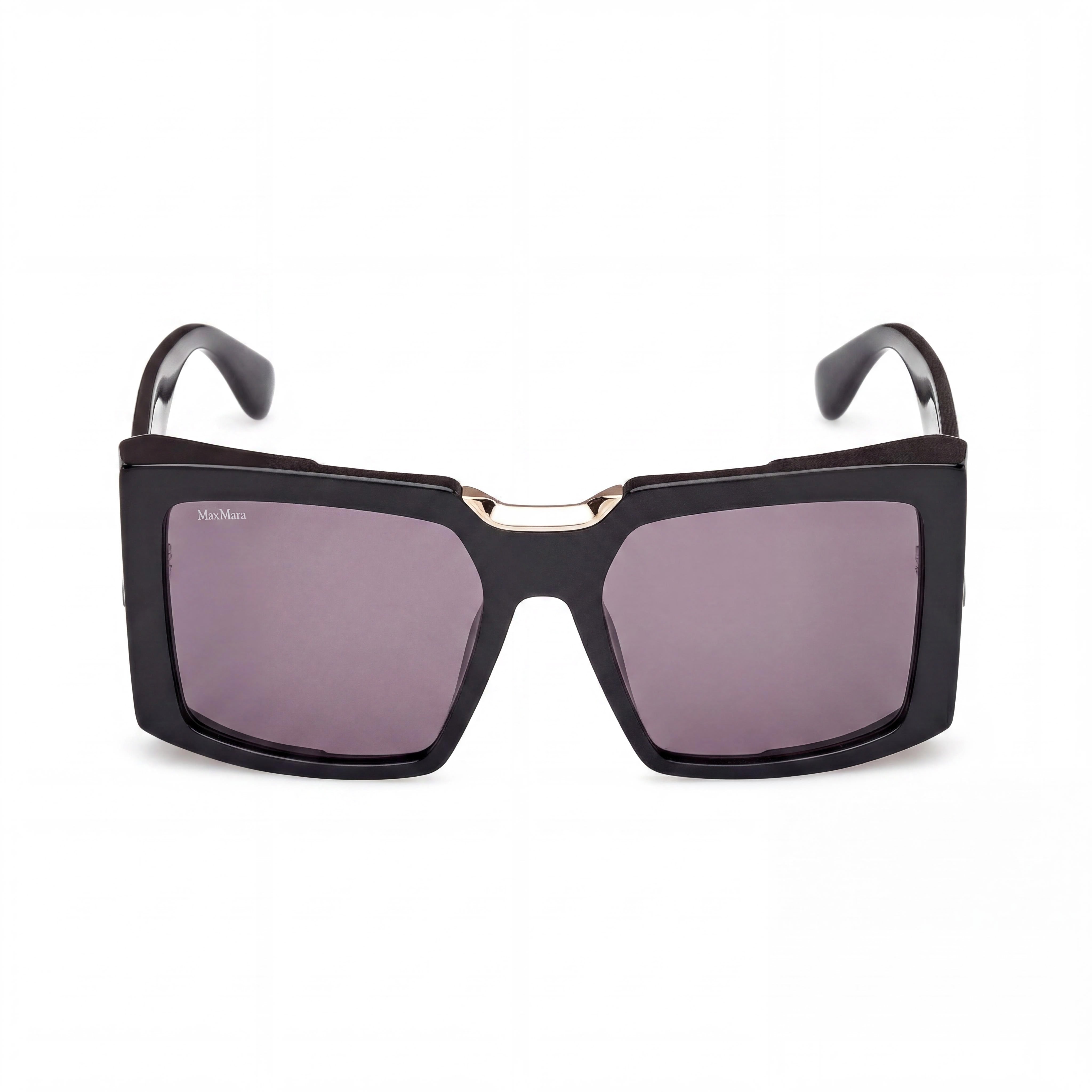 MaxMara MM0124 Women's Casual Shiny Black Acetate Frame Non-Polarized UV 400 Sunglasses 55mm, Photo 2