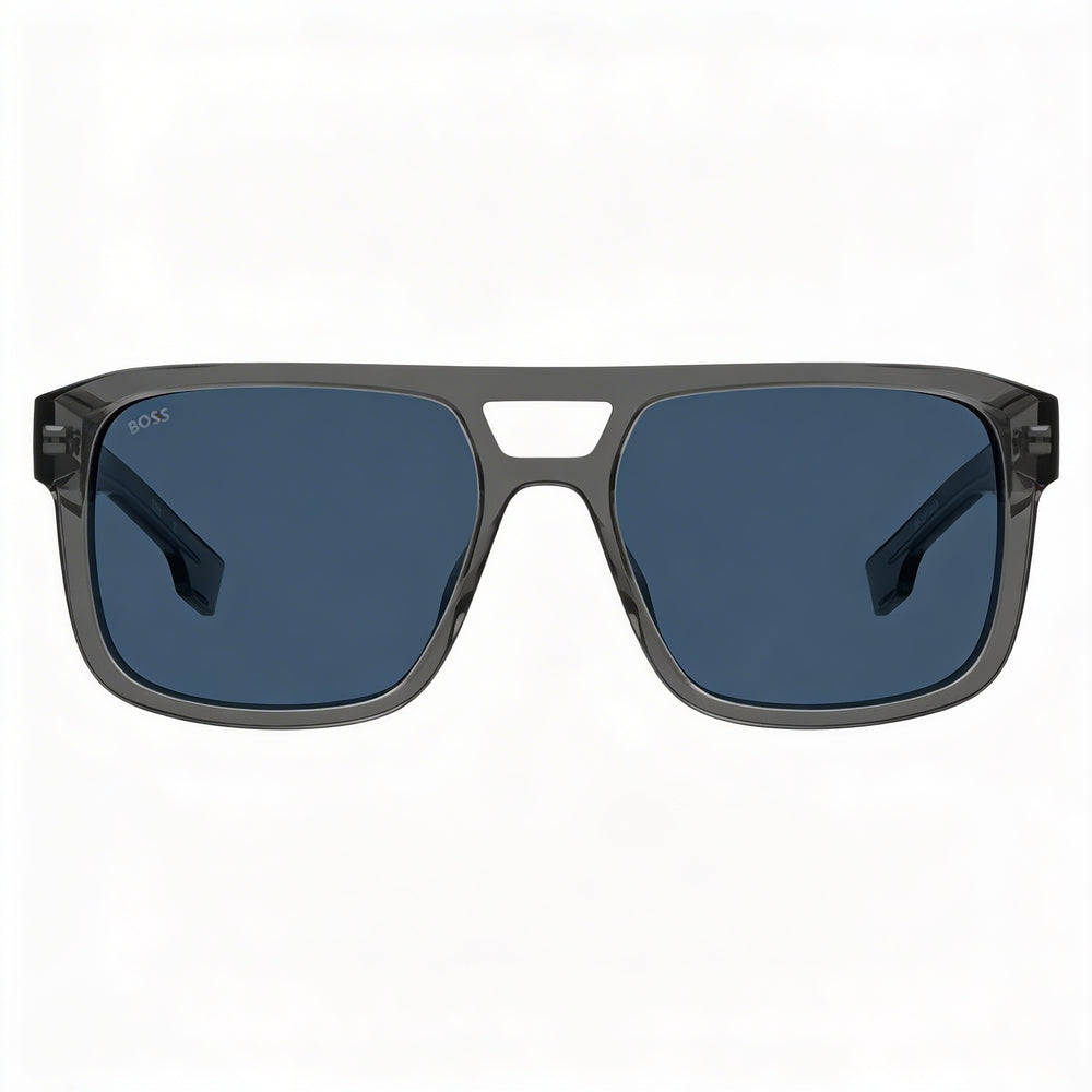 Hugo Boss Modern Men's Black Gray ECO CELLULOSE P.INJ Frame Blue Non-Polarized UV Protection Sunglasses 56mm