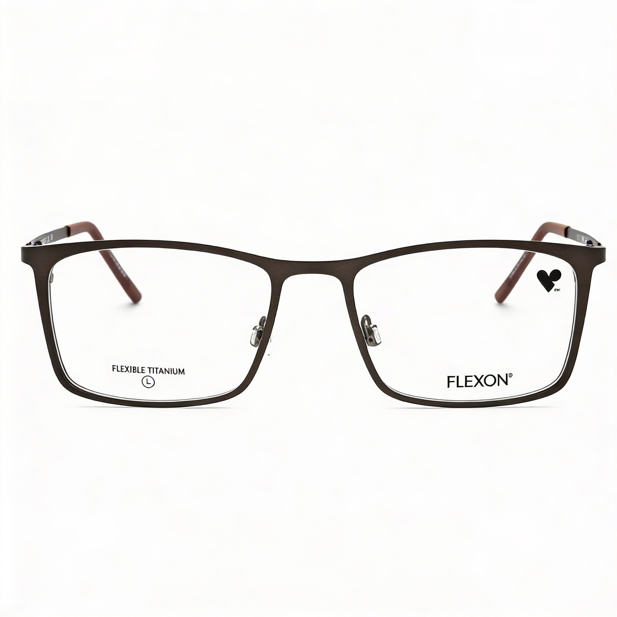 Monturas ópticas Flexon para hombre en color gris plomo mate sepia, con lentes de demostración transparentes, listas para lentes graduadas personalizadas, Photo 2