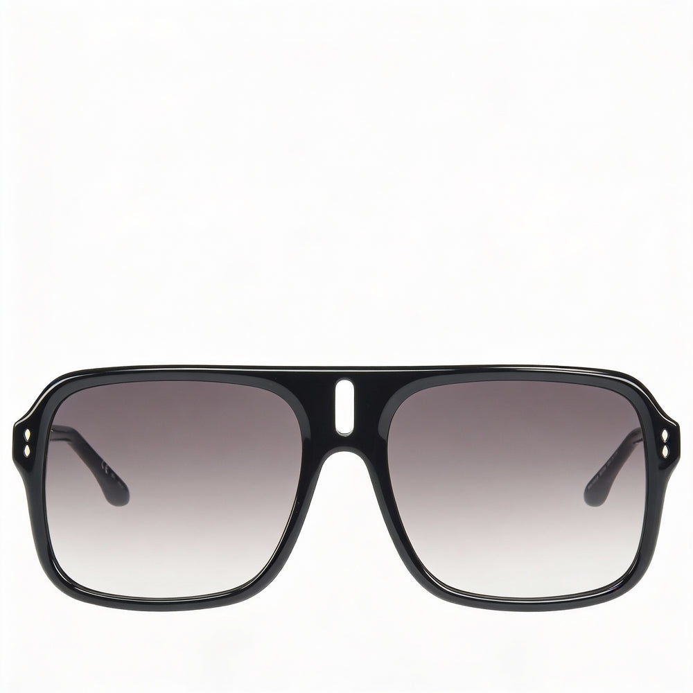 Isabel Marant Im 0125/s Women's Black Acetate Frame Rectangular Casual Non-Polarized Polycarbonate Lens Sunglasses 7-1-4