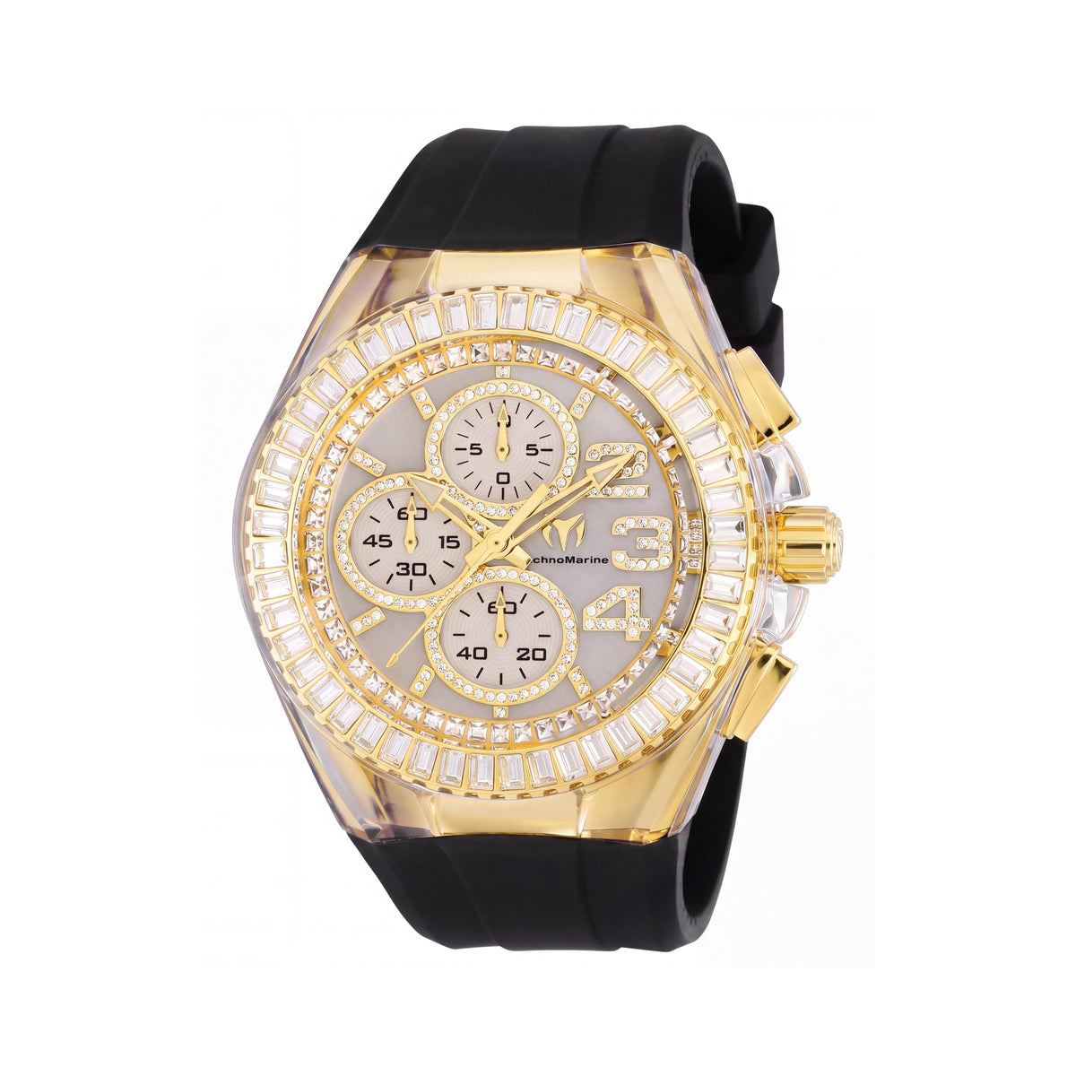 Technomarine Cruise TM-121028 Unisex Reloj con tono dorado de acero, silicona negra, esfera de nácar blanco, 45mm, cuarzo, 200m WR, Photo 1