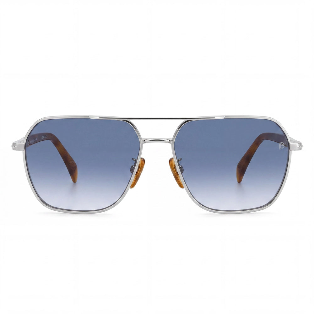 David Beckham Gafas de Sol Contemporáneas para Hombre de Metal No Polarizadas Plateado Habana Azul Claro Degradado 59mm