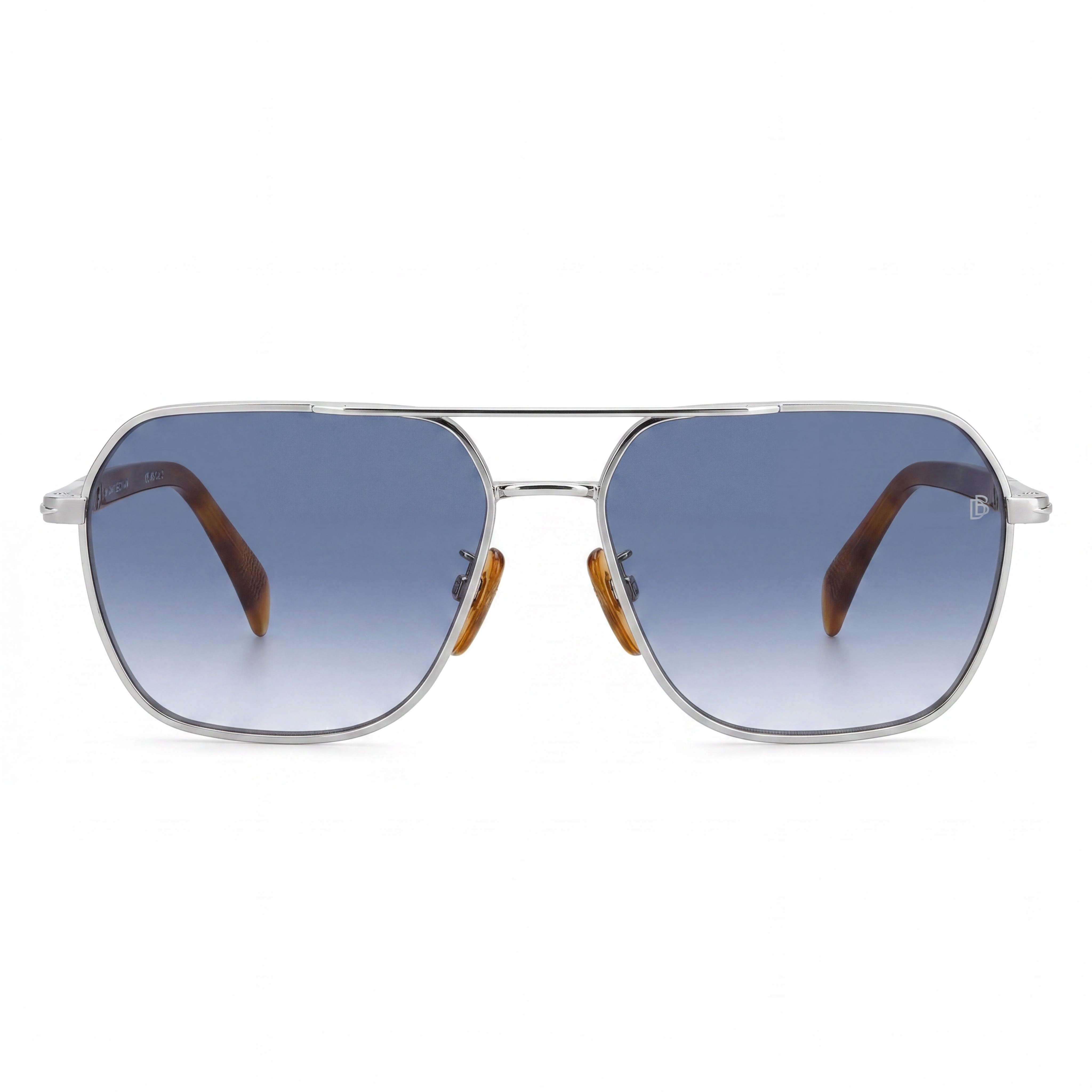 David Beckham Gafas de Sol Contemporáneas para Hombre de Metal No Polarizadas Plateado Habana Azul Claro Degradado 59mm, Photo 2