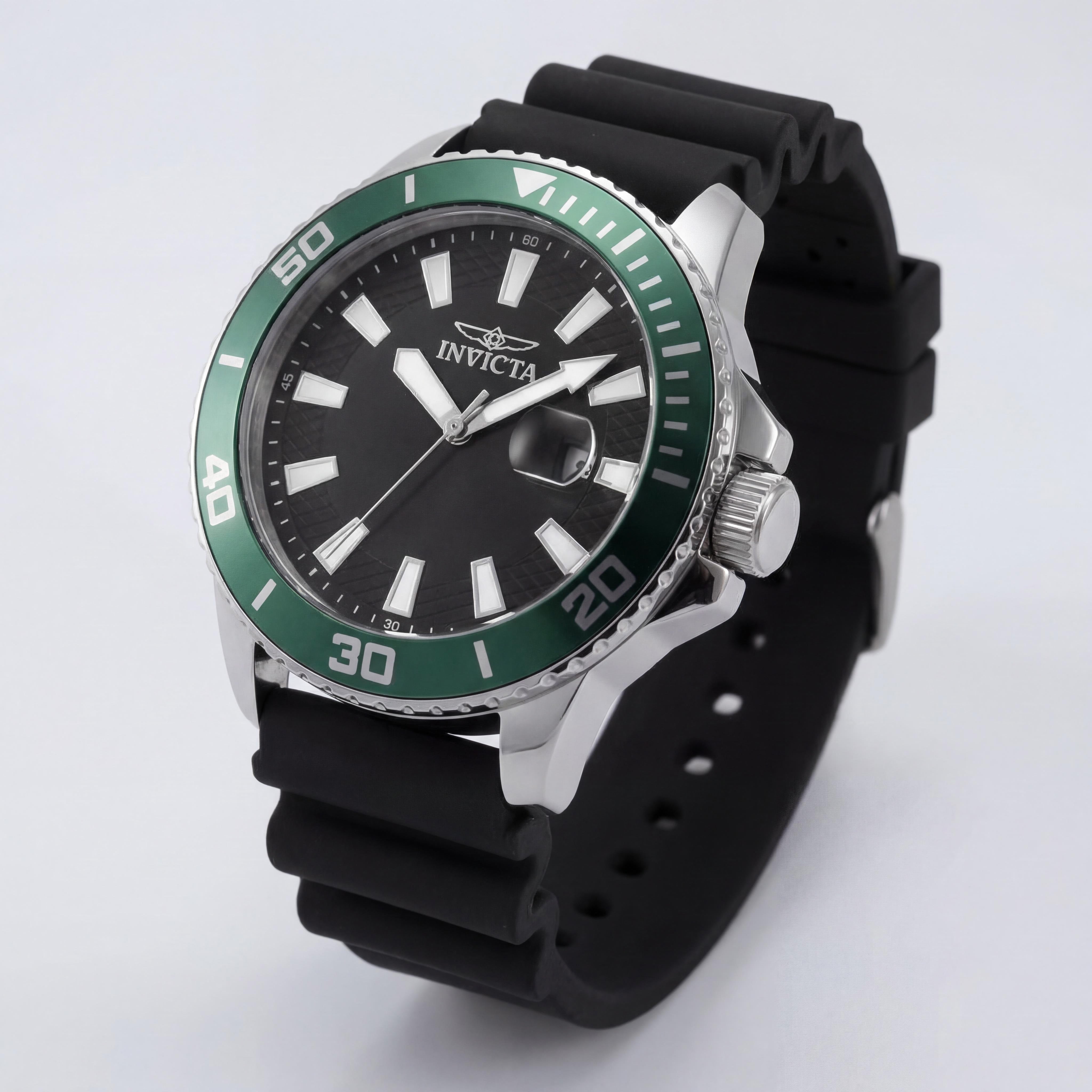Invicta Pro Diver IN-46088-AMZUK Reloj unisex de 45 mm con caja de acero inoxidable negra y esfera negra, movimiento de cuarzo, Photo 2