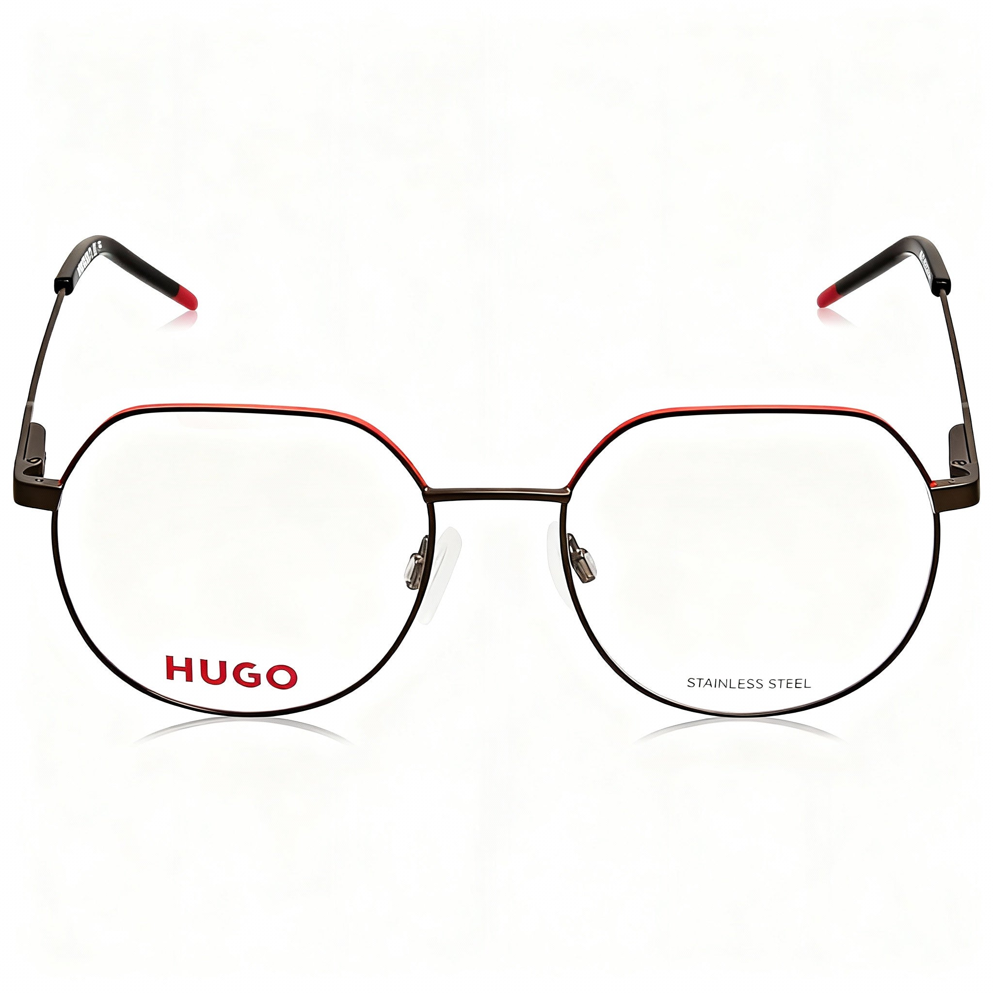 HUGO Hg 1179 Women's Modern Style Metal Frame Non-Polarized Eyeglasses, Matte Black Red, 53mm