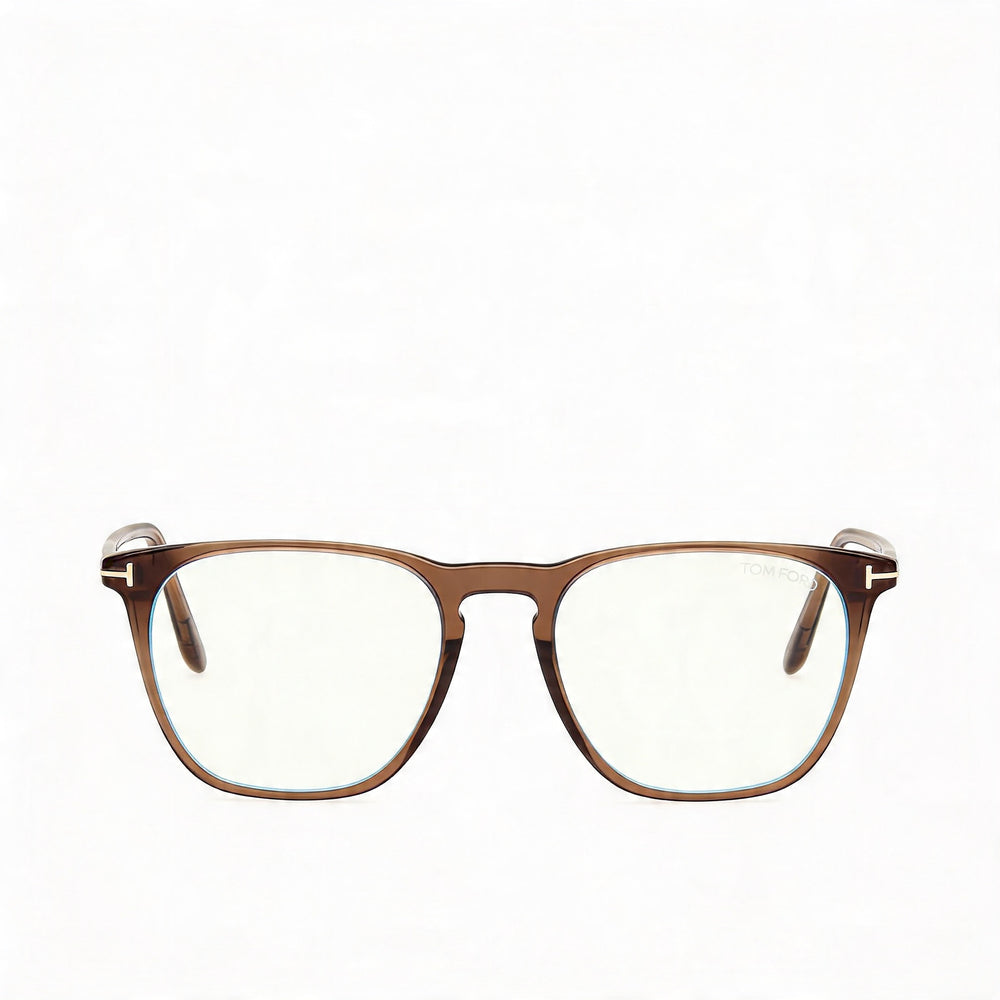 Tom Ford Round Model Men's Eyewear with Brown Frame and Plastic Lenses, featuring 52mm Lens, 18mm Bridge, 145mm Temple