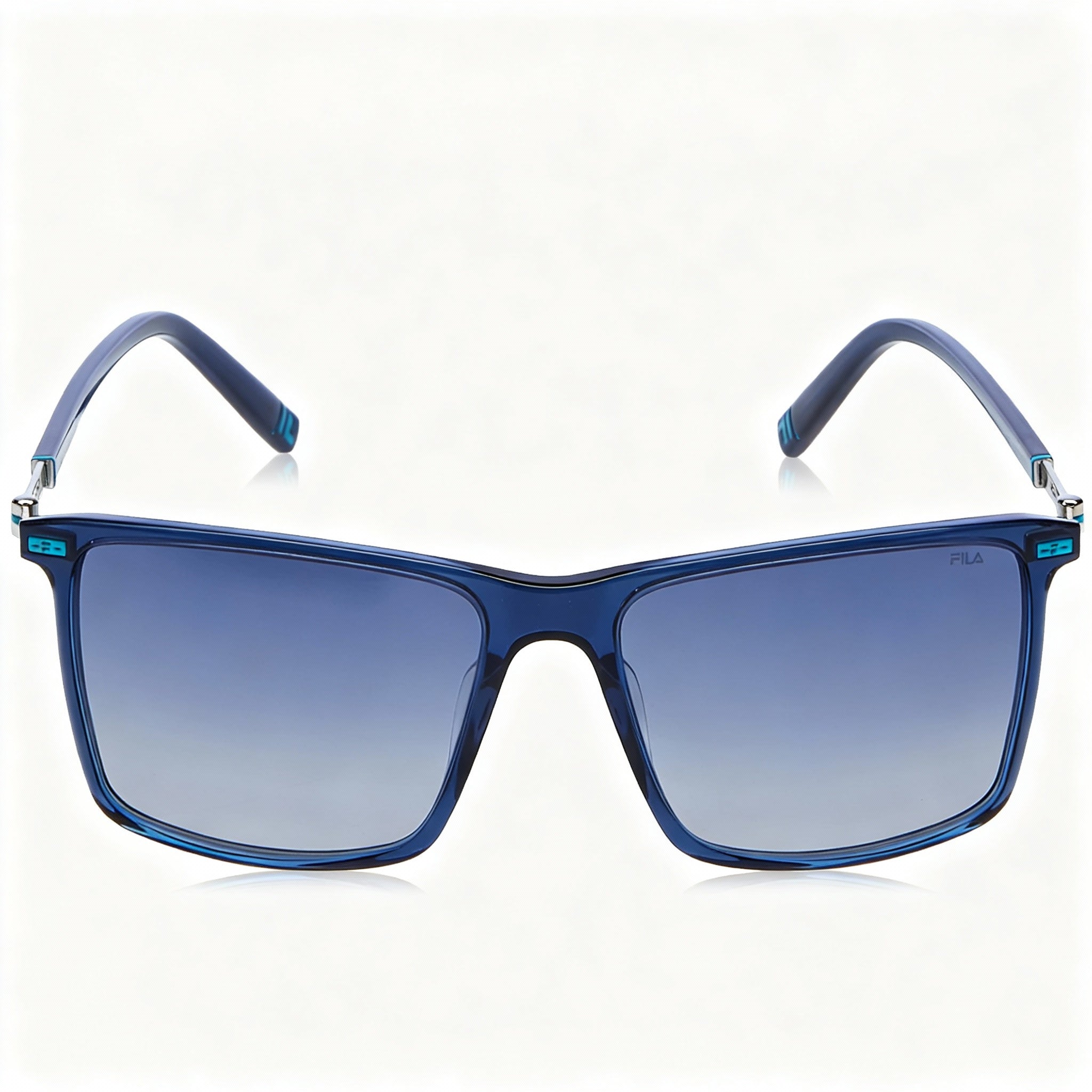 FILA Modern Men's Blue Transparent Acetate Frame Eyewear, Non-Polarized Tritan Lenses, UV Protection 57mm